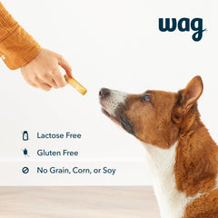 WAG Yak Cheese Himalayan, snack proteico alto para perros grandes durante juego y descanso.