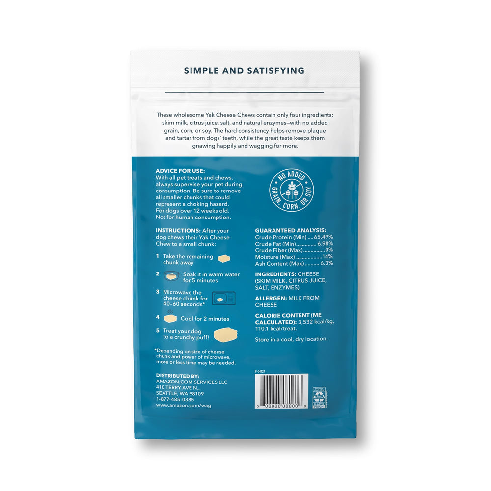 WAG Yak Cheese grain-free and soy-free formula for sensitive stomachs.