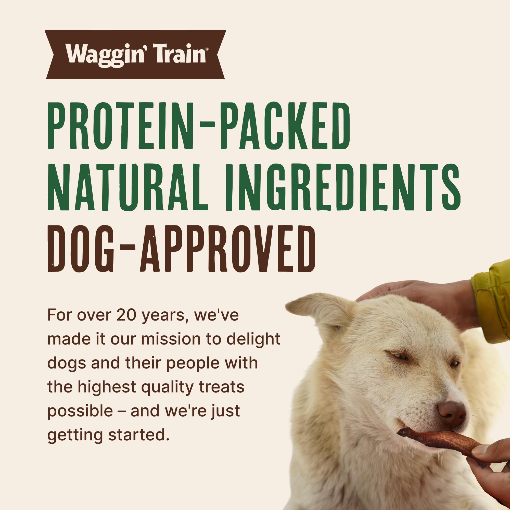 Waggin' Train snack portátil para todas las tallas, ideal para viajes.