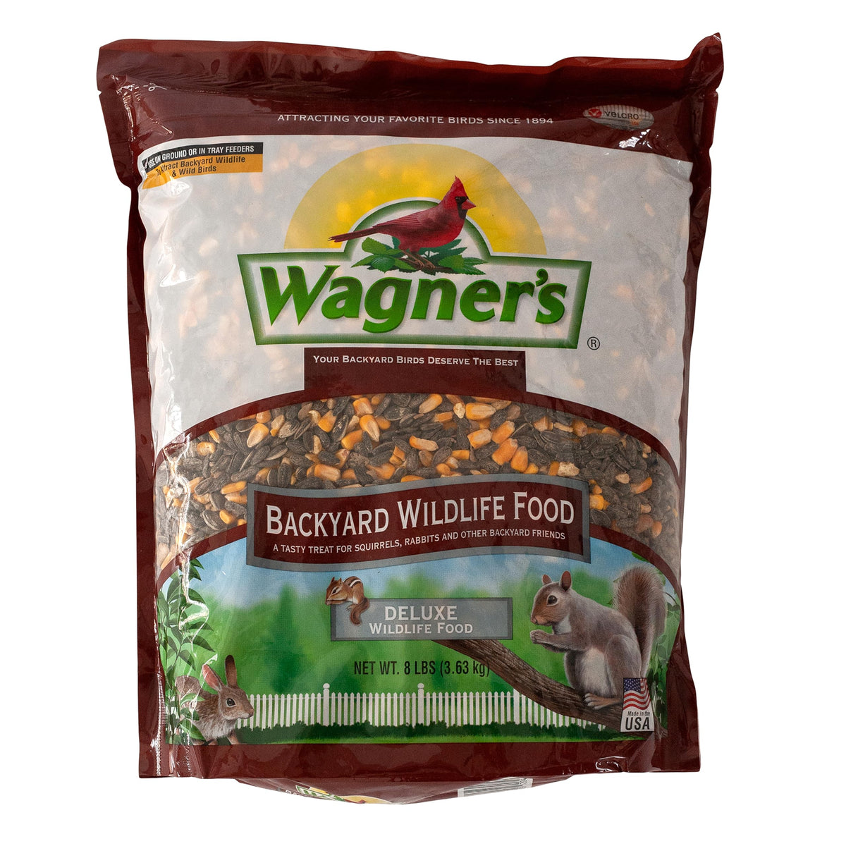 Wagner's Backyard Wildlife Food, bolsa de 8 libras, ideal para atraer ardillas al jardín.