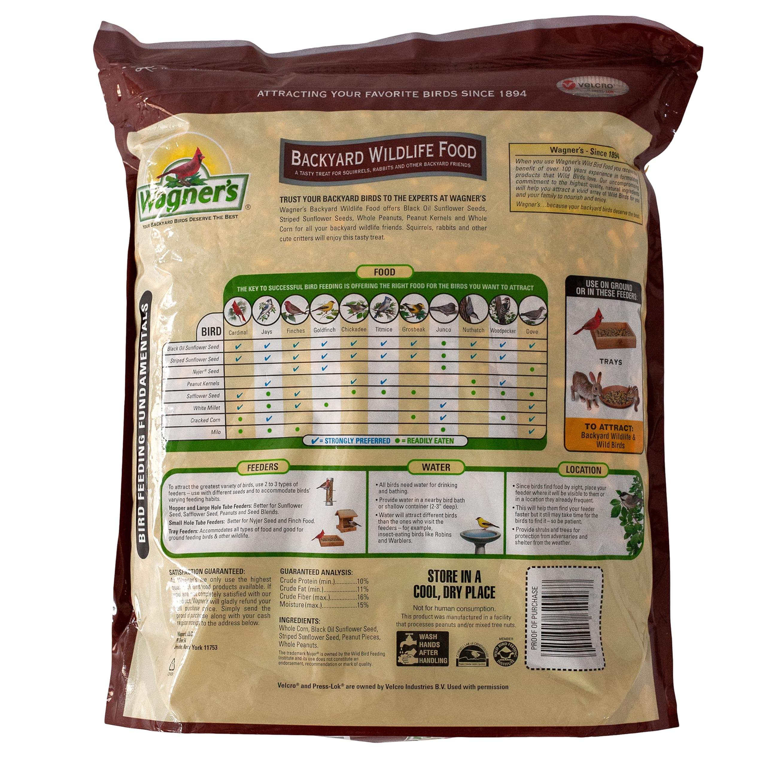 Wagner's Backyard Wildlife Food, mezcla de semillas, atractiva para ardillas y conejos.