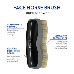WAHL cepillo facial para caballo aporta brillo al pelaje durante el cepillado diario.