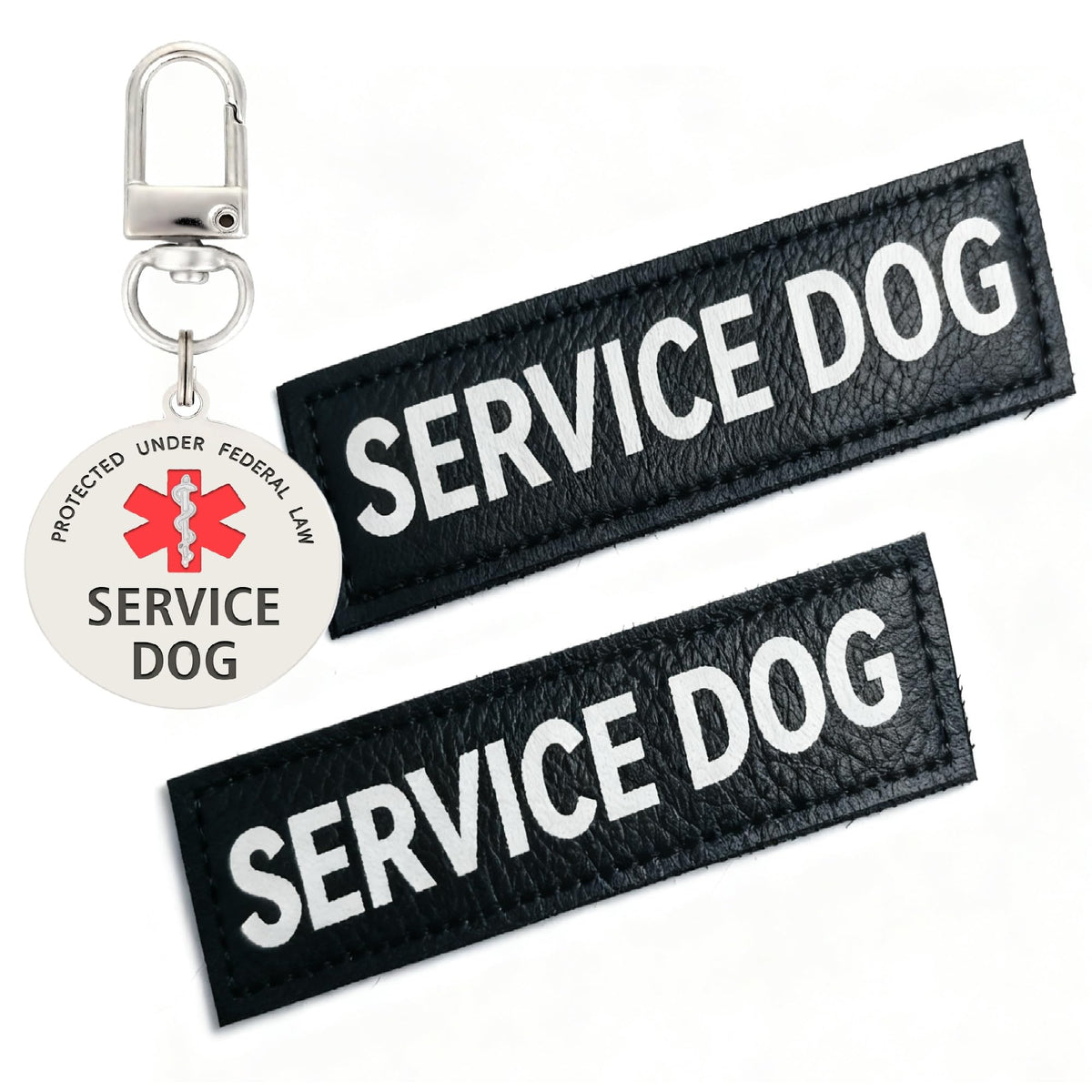 Parches WALITEFU para perro de servicio, tamaño mediano con texto visible para identificación.