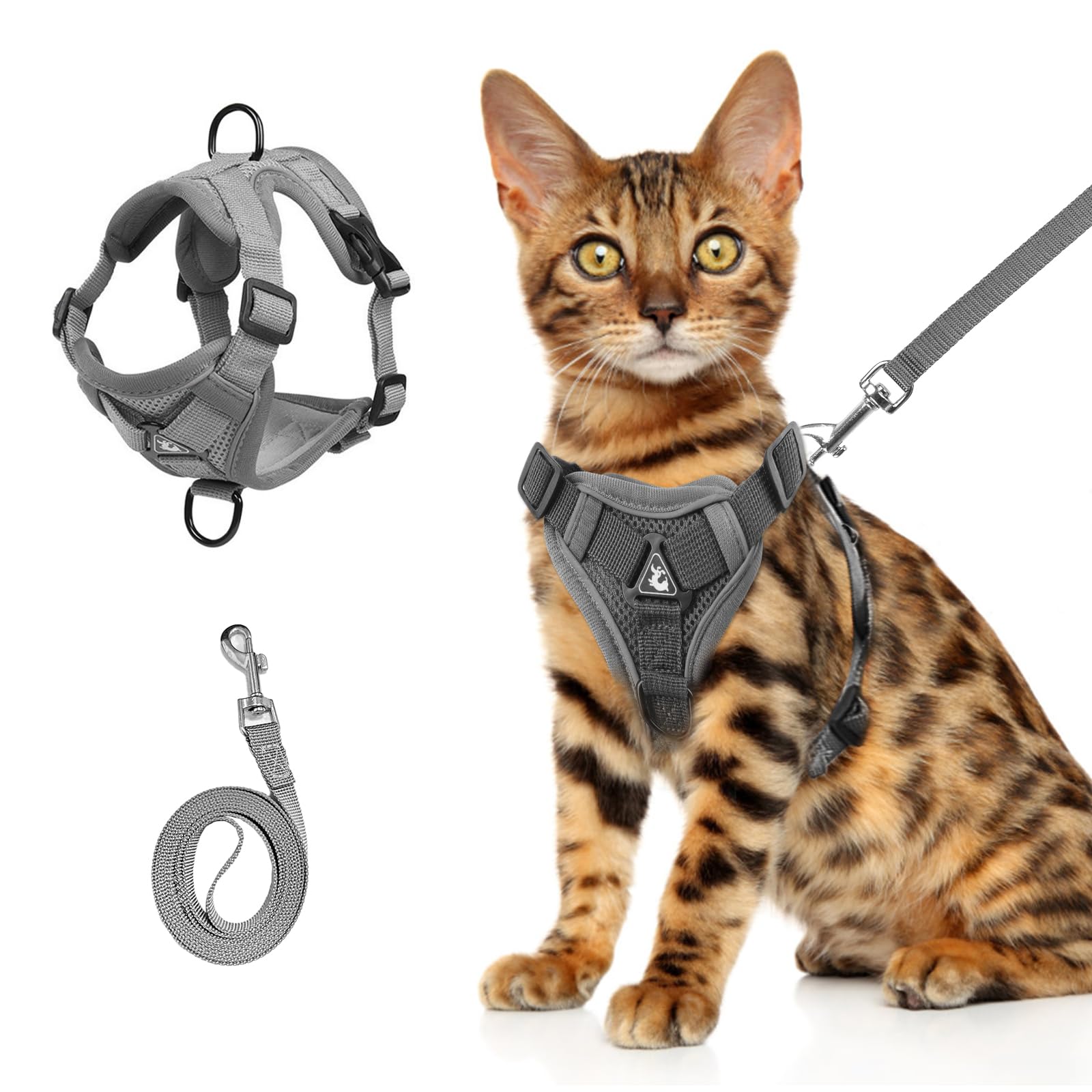 Wanheart arnés de pecho para gatos, ajustable y cómodo para paseos diarios.