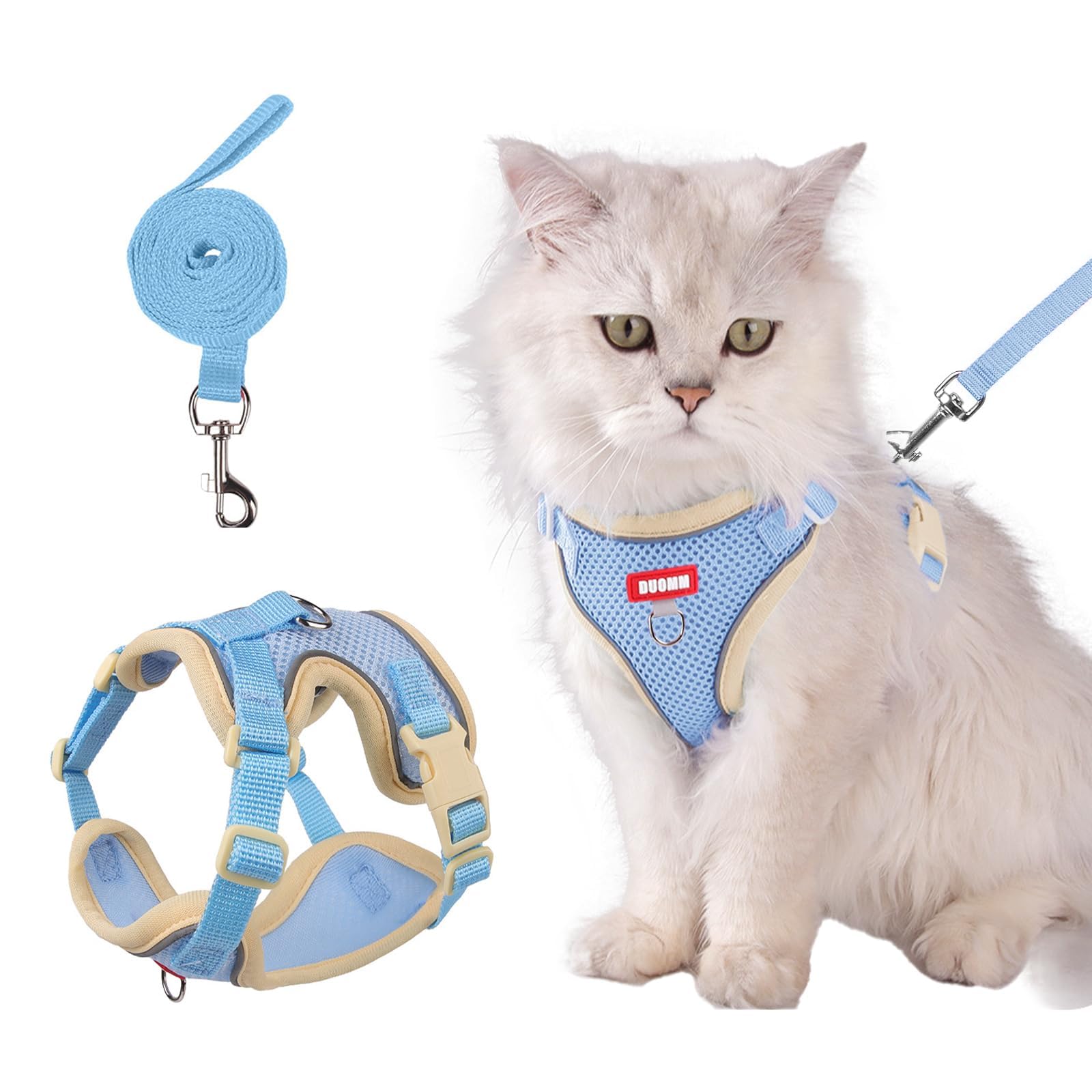 Correa Wanheart para gato azul de nylon 150 cm para libertad controlada.