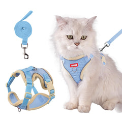 Correa Wanheart para gato azul de nylon 150 cm para libertad controlada.