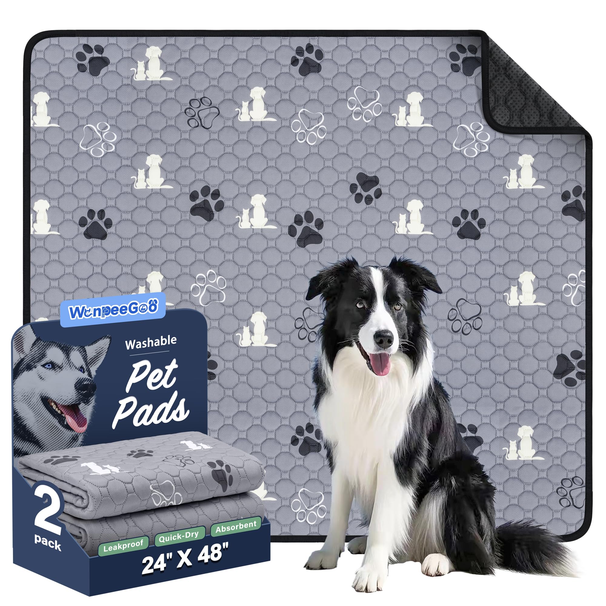 WanpeeGoo tapete entrenamiento perro gris 24x48: absorbente y cómodo.