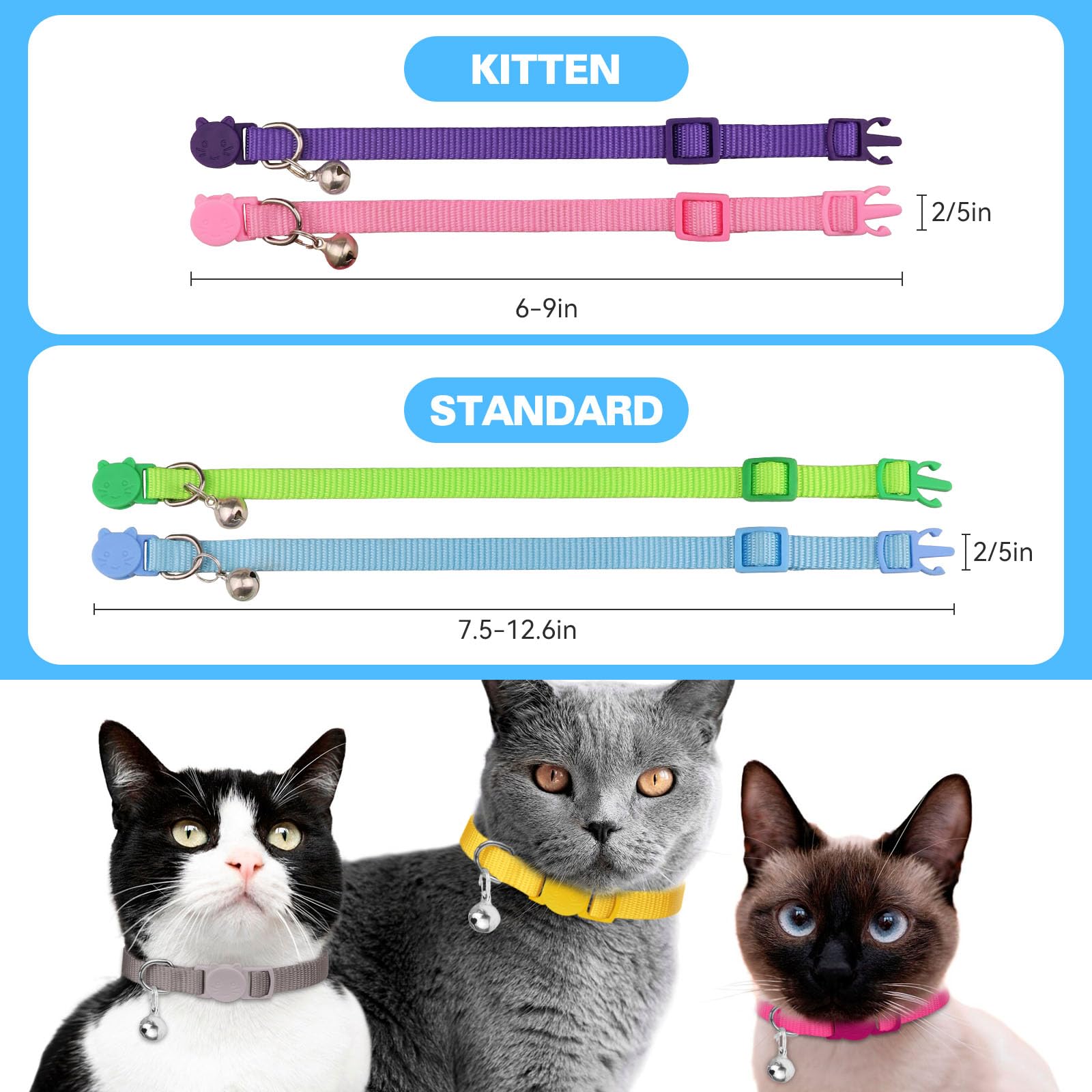 Waoduld collar ajustable 6-9 pulgadas: ajuste cómodo para gatitos.