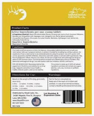 Wapiti Labs tabletas movilidad perros, enfoque en ingredientes con ginseng, posible apoyo a la vitalidad.