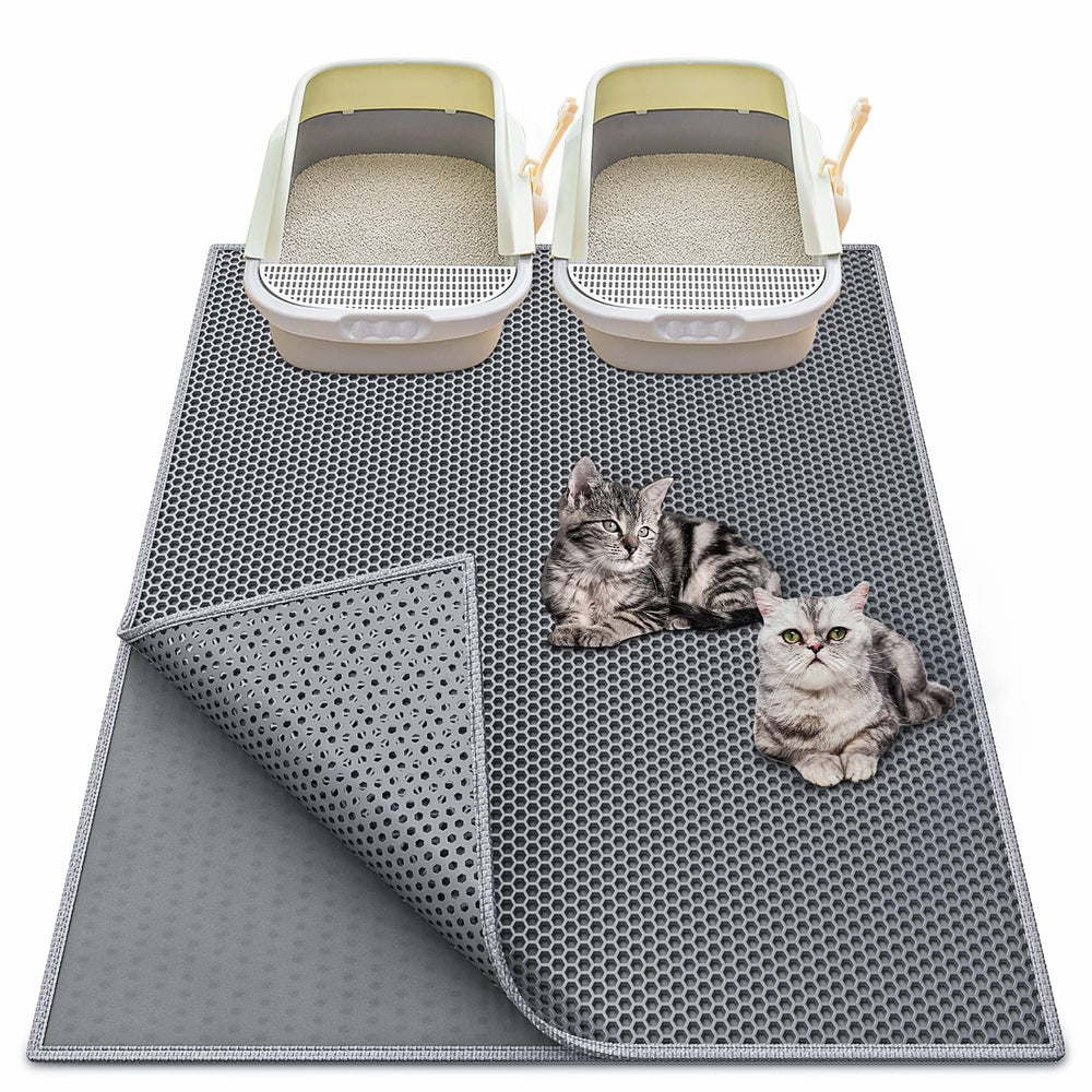 Almohadilla Waretary para arena de gato 36x30 en gris, protege el suelo.