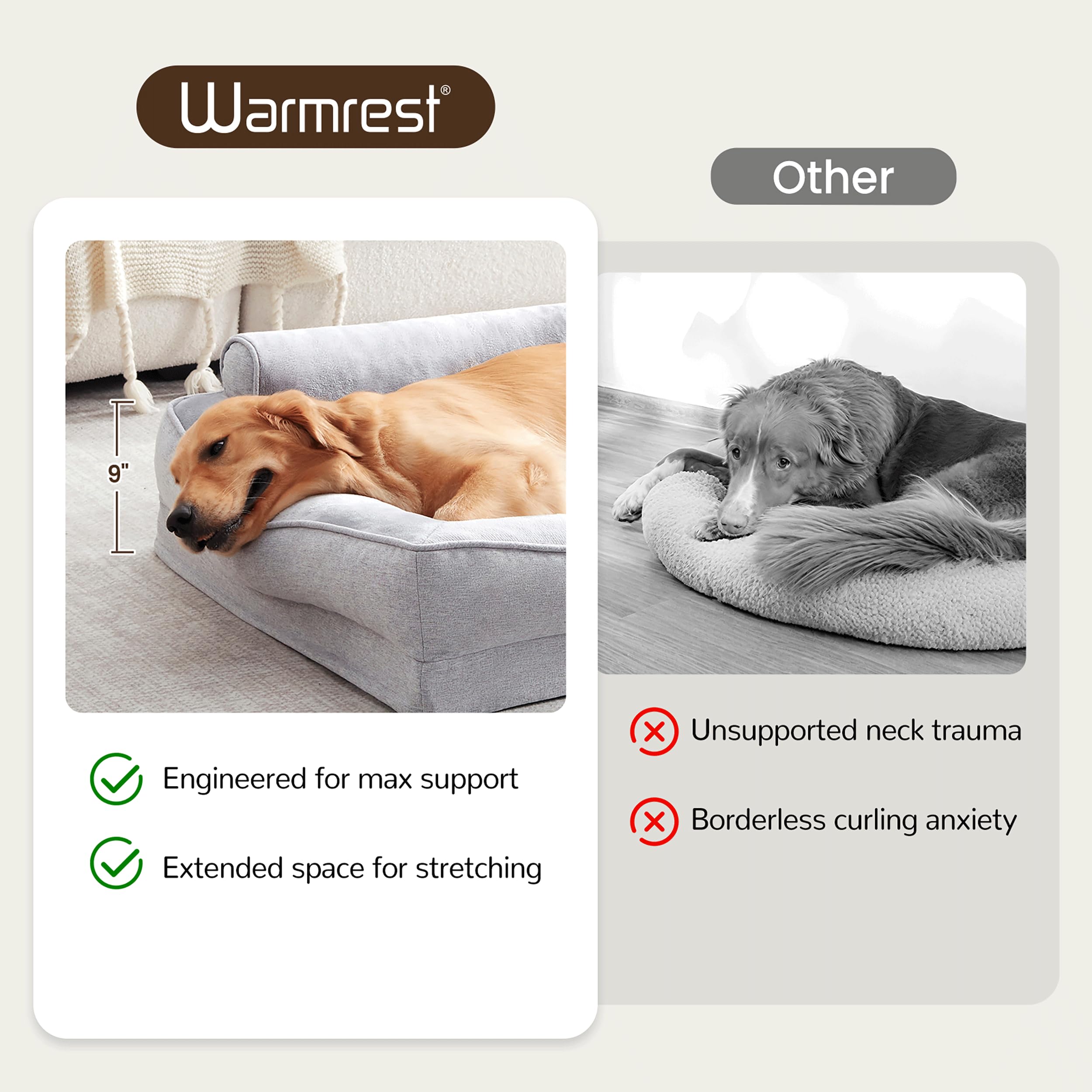 Warmrest cojines laterales reforzados brindan apoyo para el cuello y la cabeza.