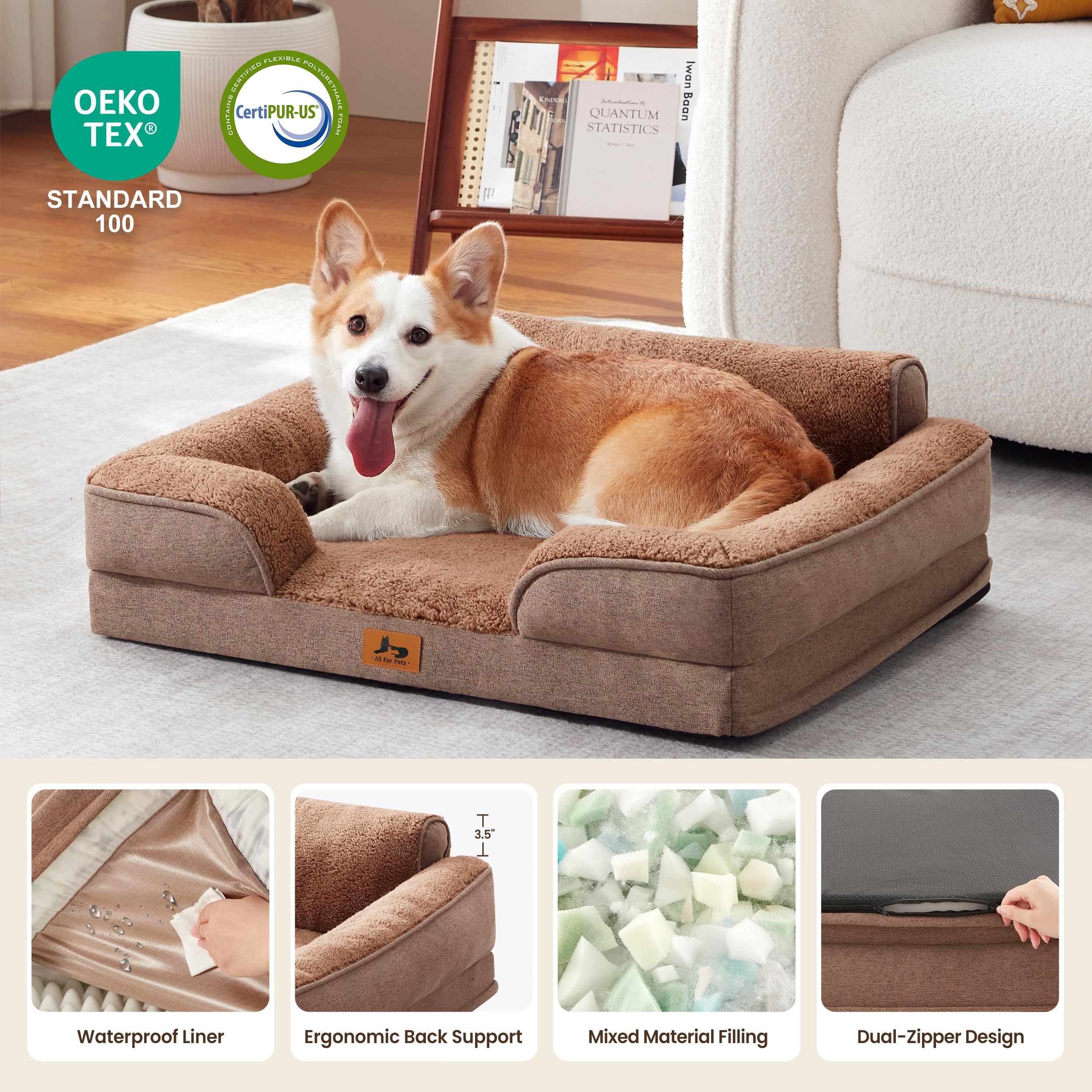 Warmrest cama ortopédica media con funda removible y lavable para limpieza fácil