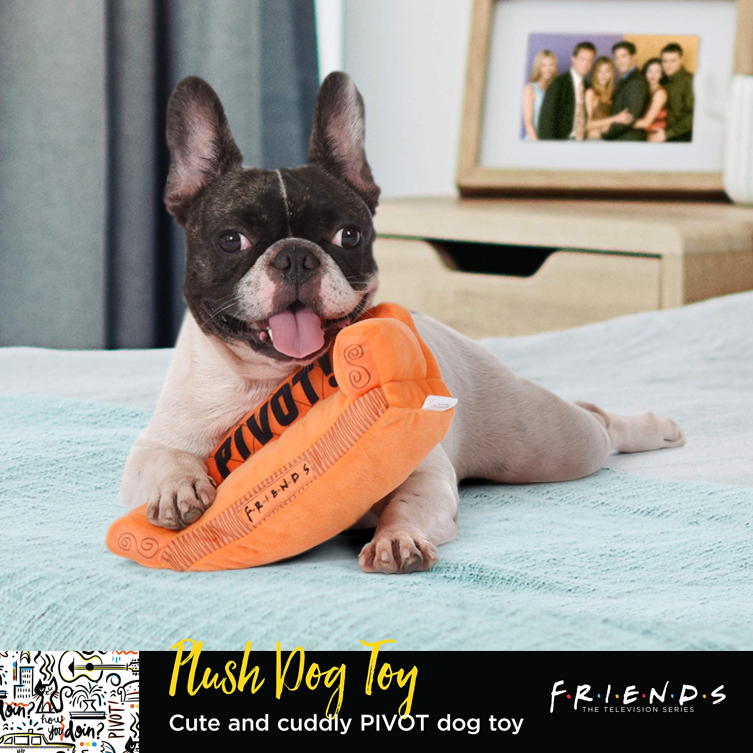 Peluche suave de Friends para perros, ideal para abrazar y descansar.