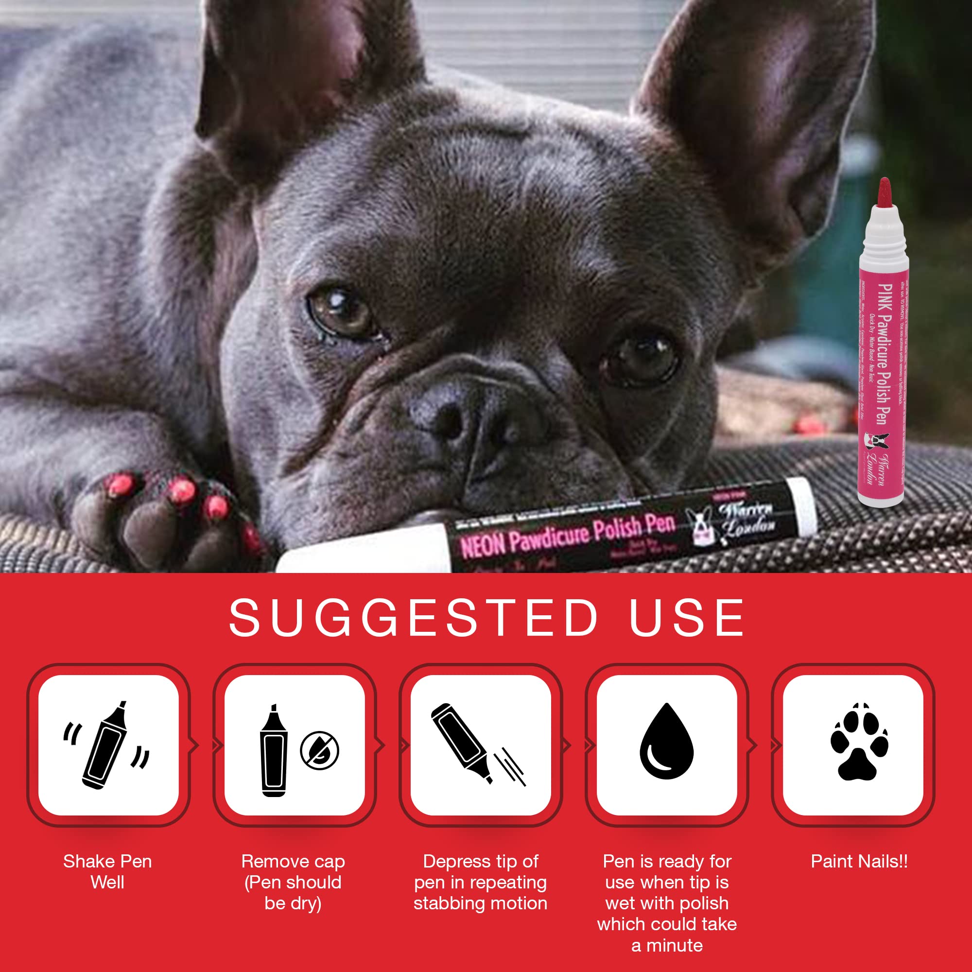 Pawdicure Warren London, aplicacion rapida, color se fija en menos de un minuto