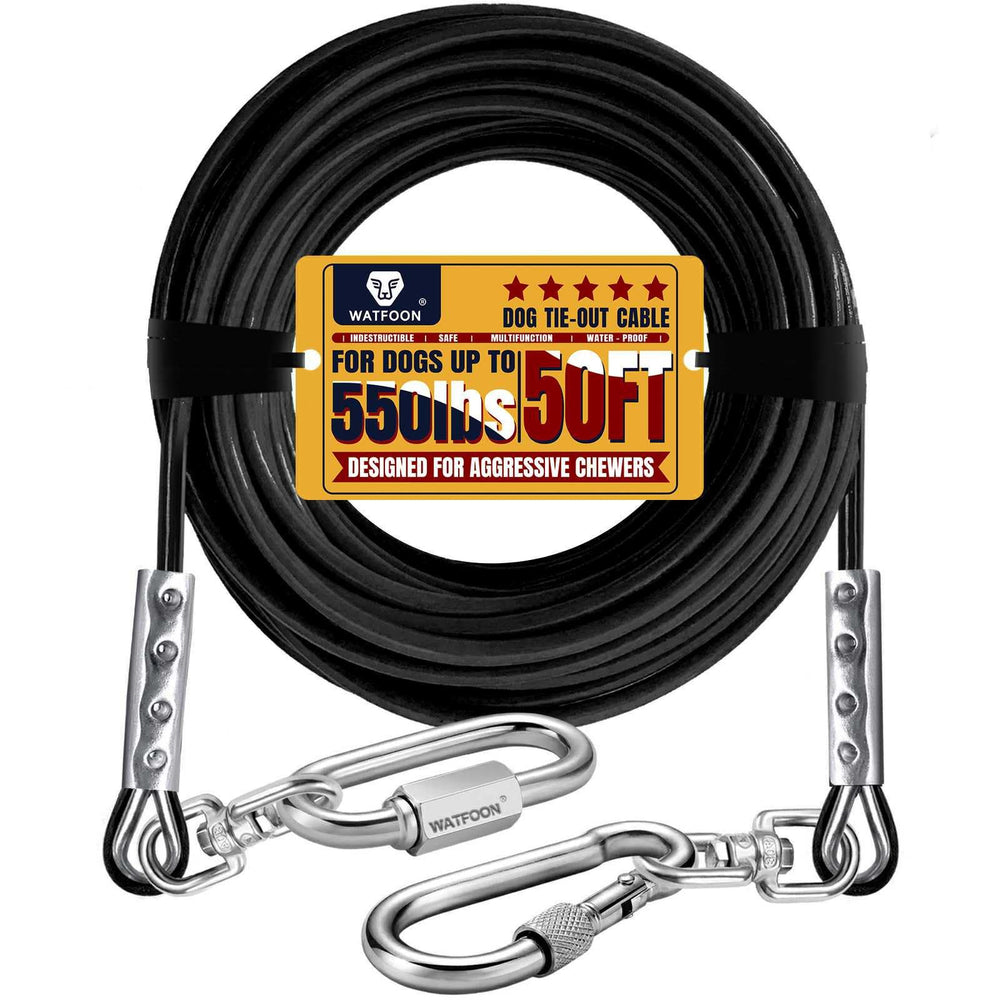 WATFOON cable cerco exterior 50 ft para perros grandes, resistente y seguro.