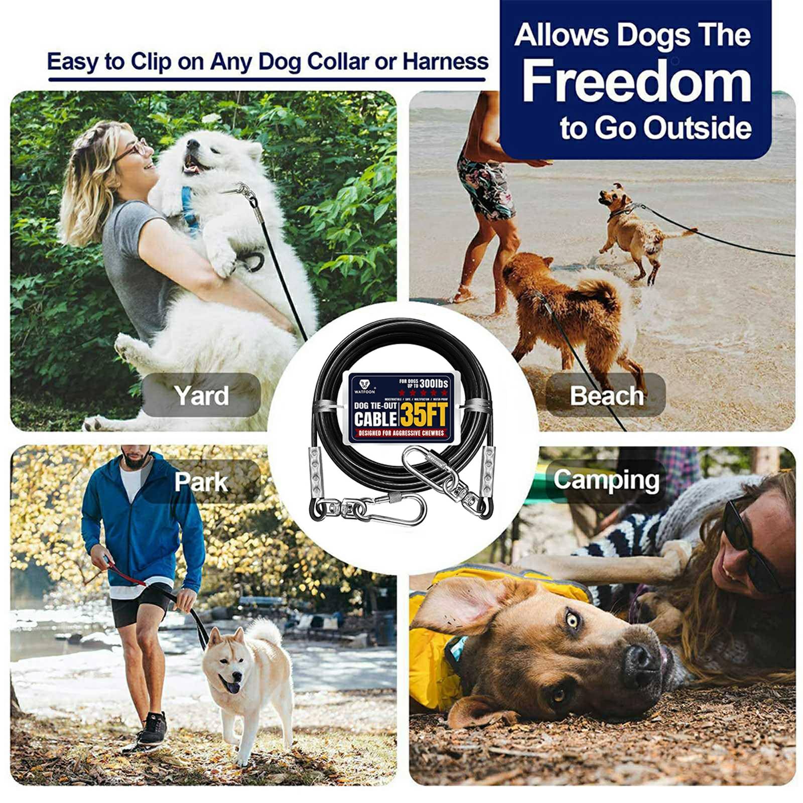 WATFOON cable portátil para perros, fácil de transportar.
