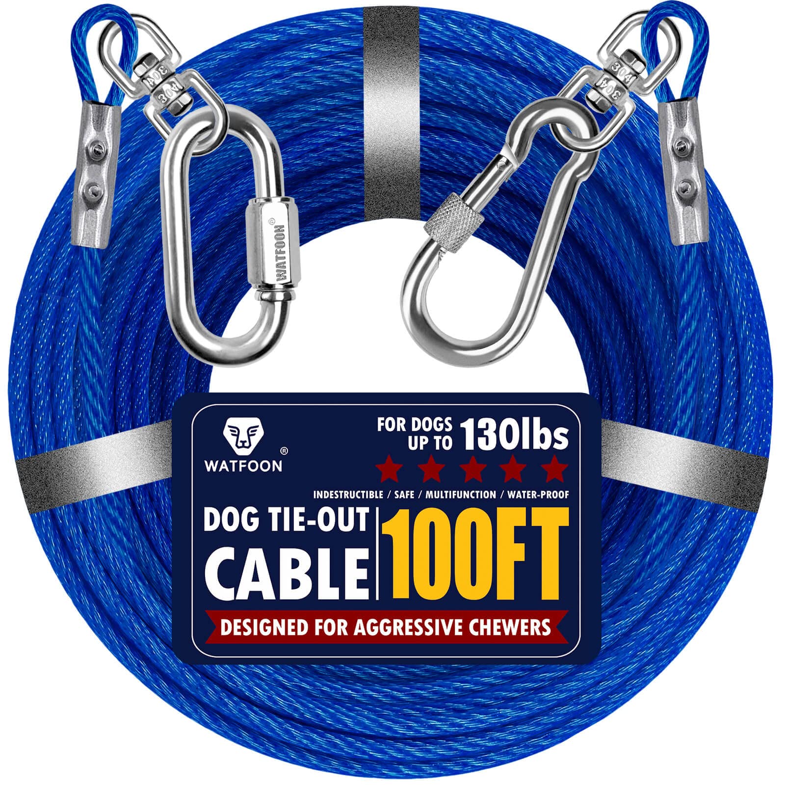WATFOON cable para perro recubierto, ideal para exteriores y seguridad.