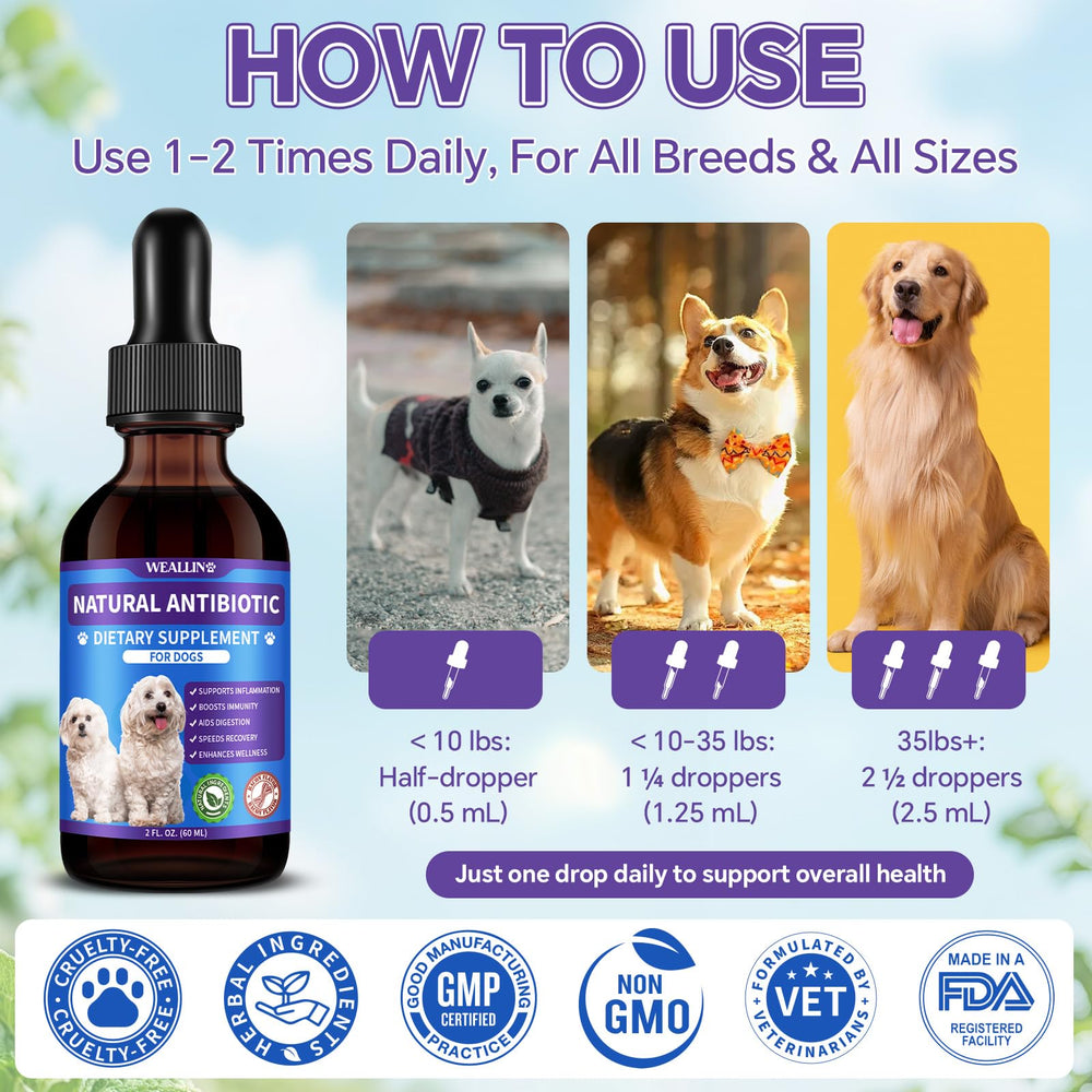 WEALLIN antibióticos para perros: cuidado de piel y orejas para alivio suave.