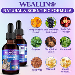 WEALLIN extractos vegetales naturales para pulgas en mascotas.