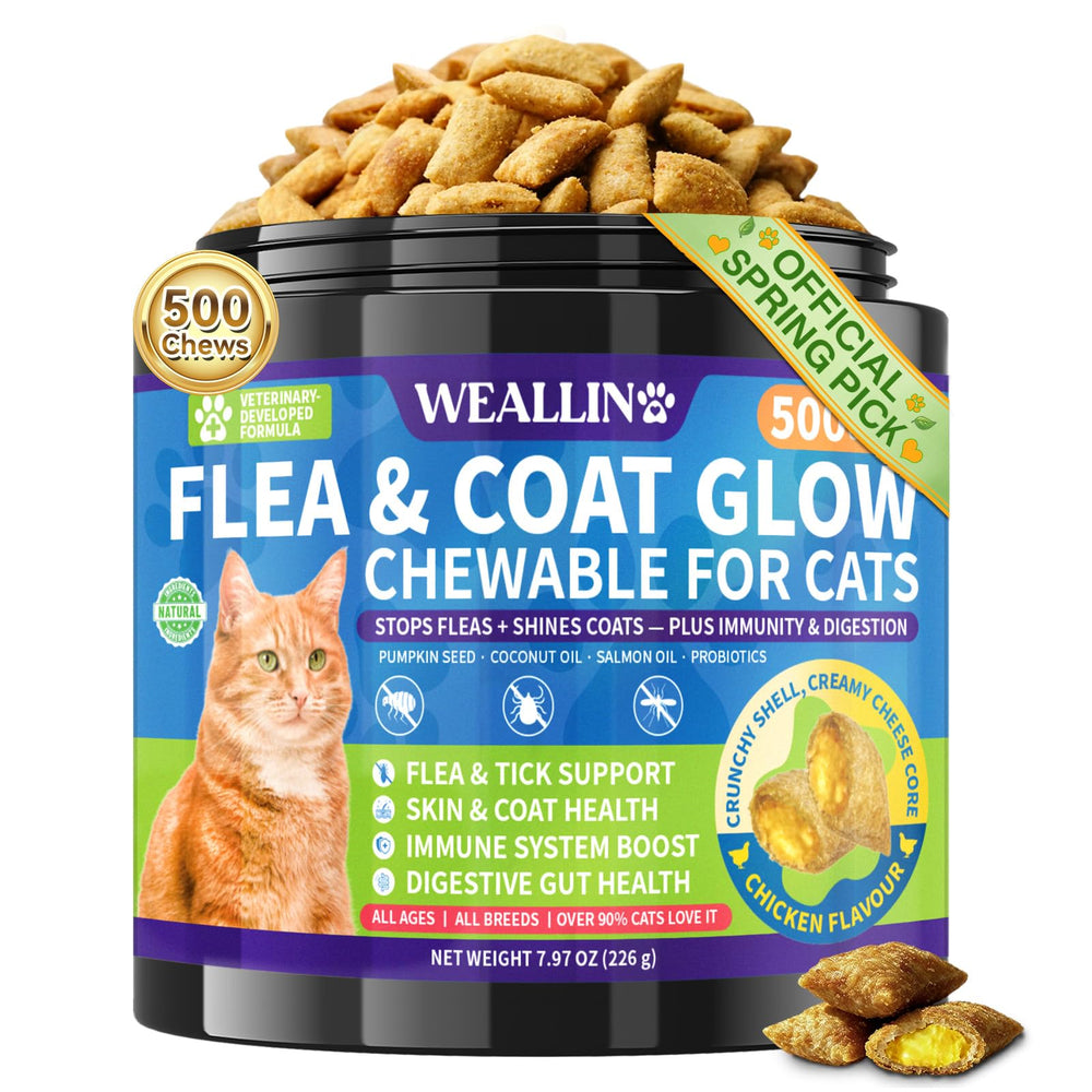 WEALLIN prevencion-pulgas-garrapatas-gato-500-chews, protección diaria suave para felinos.