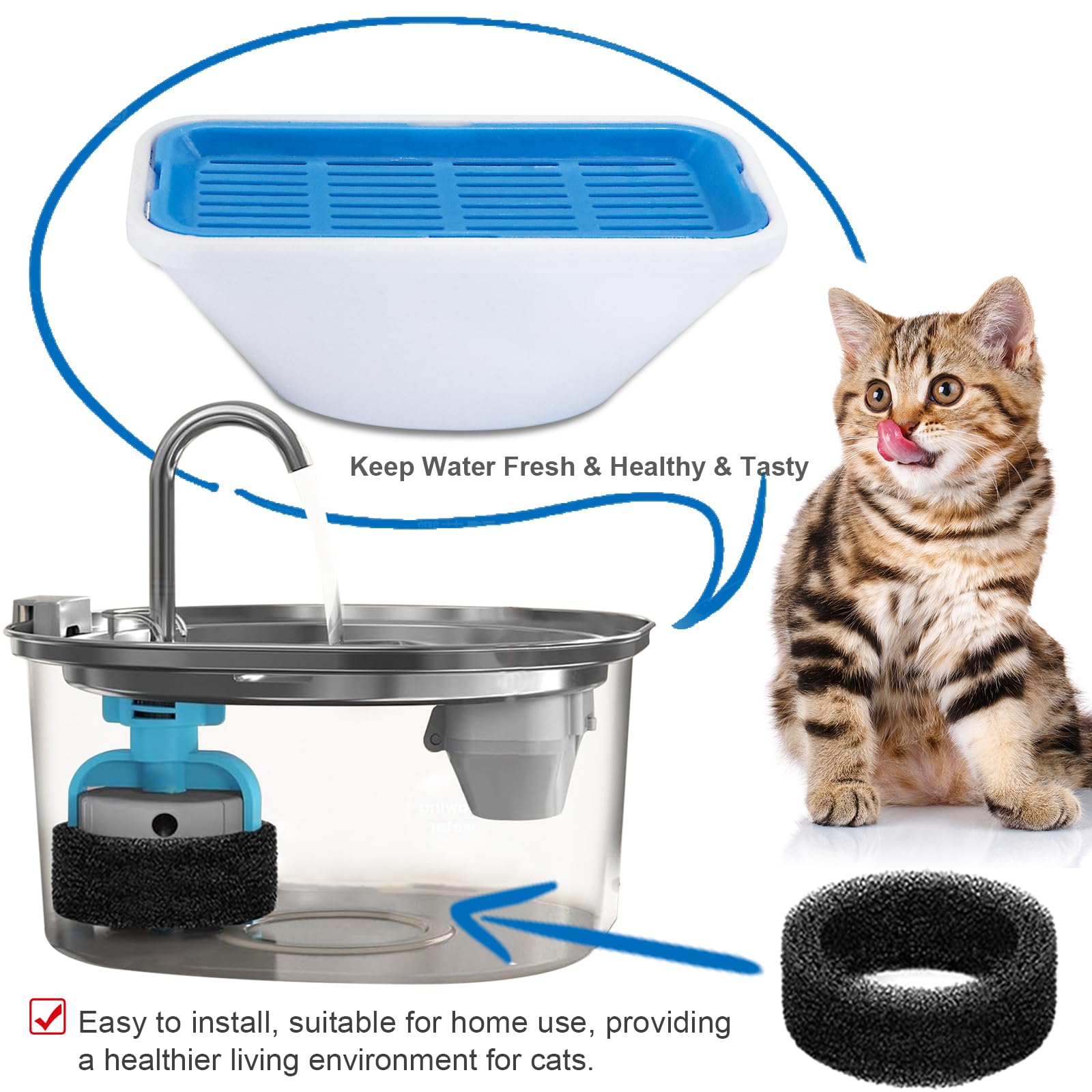 Filtro de repuesto WECATION para fuente 2.5L ofrece agua fresca.