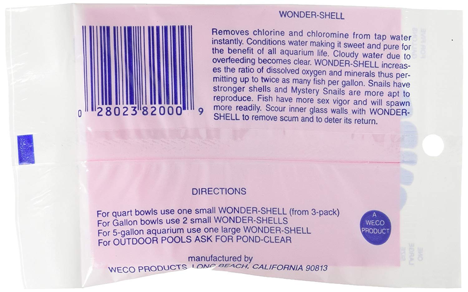 WeCo Wonder Shell, concha grande, mejora la oxigenación y la salud de crustáceos.