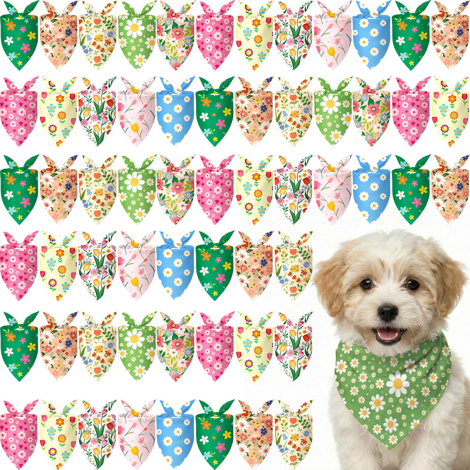 Weewooday bandanas para perro Margarita: estilo primaveral para paseos.