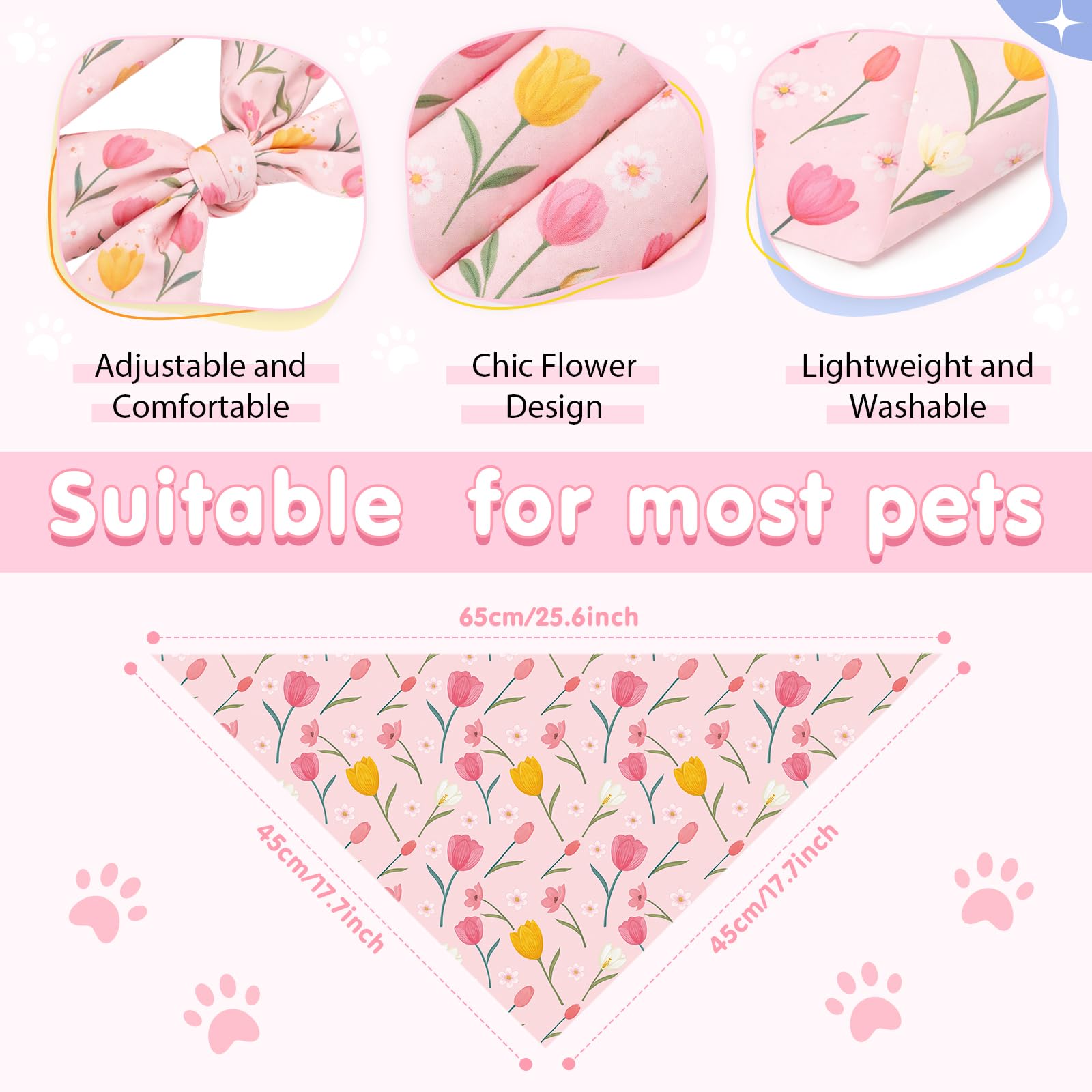 Conjunto Weewooday de 50 bandanas, variedad de diseños prácticos para mascotas.