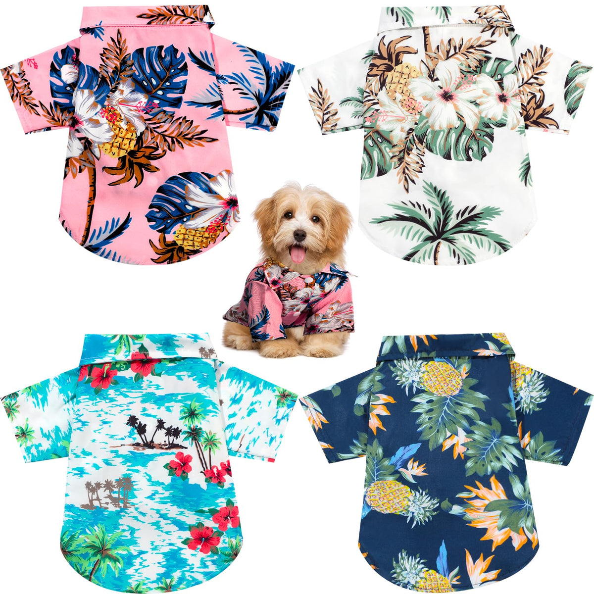 Weewooday camisetas perro Hawaii floral, para paseos con estilo veraniego