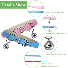 Weewooday collar-gato-cuero-campana-metalica: campana que facilita localizar al gato.