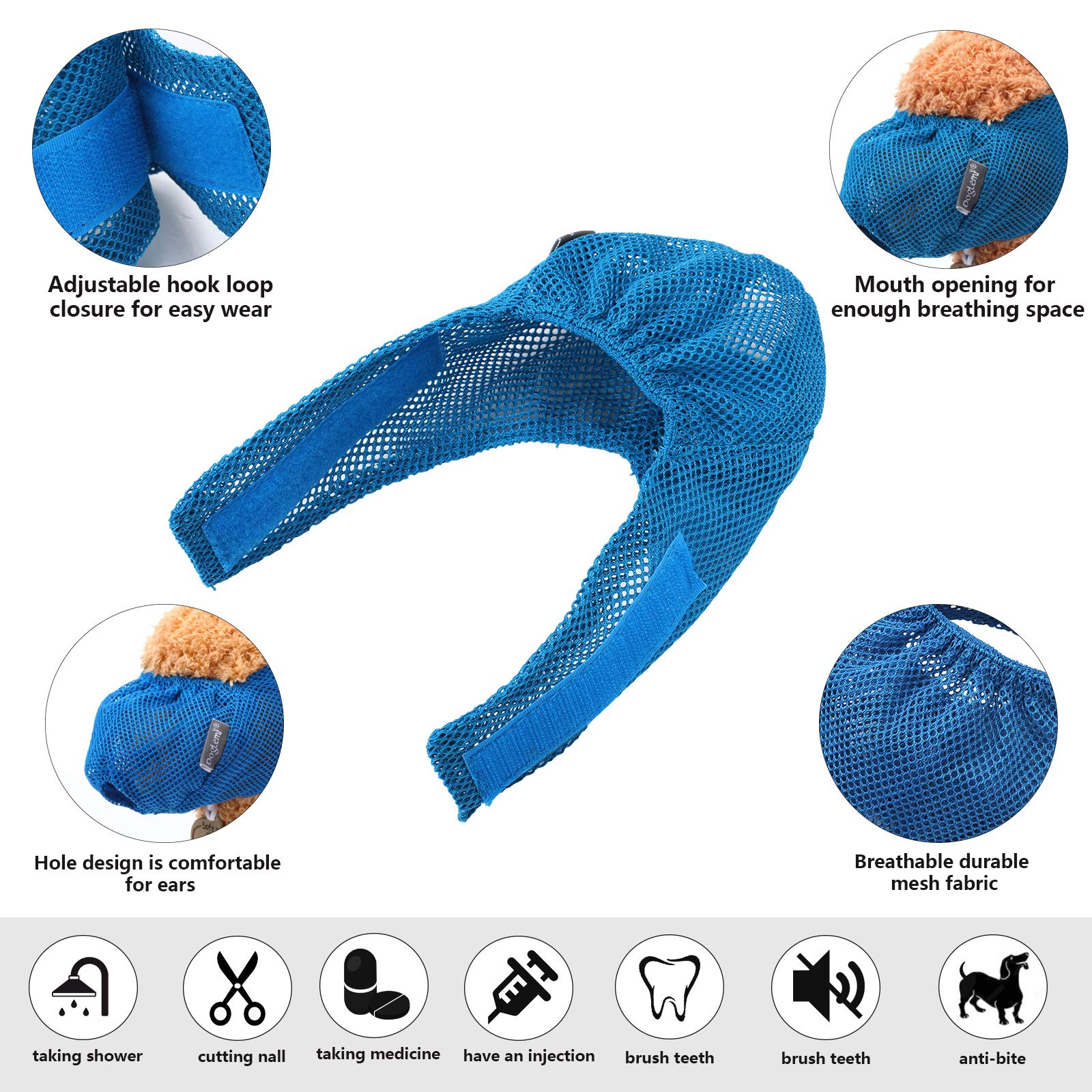 Weewooday mordaza para gatos, ajuste con velcro para talla personalizada.