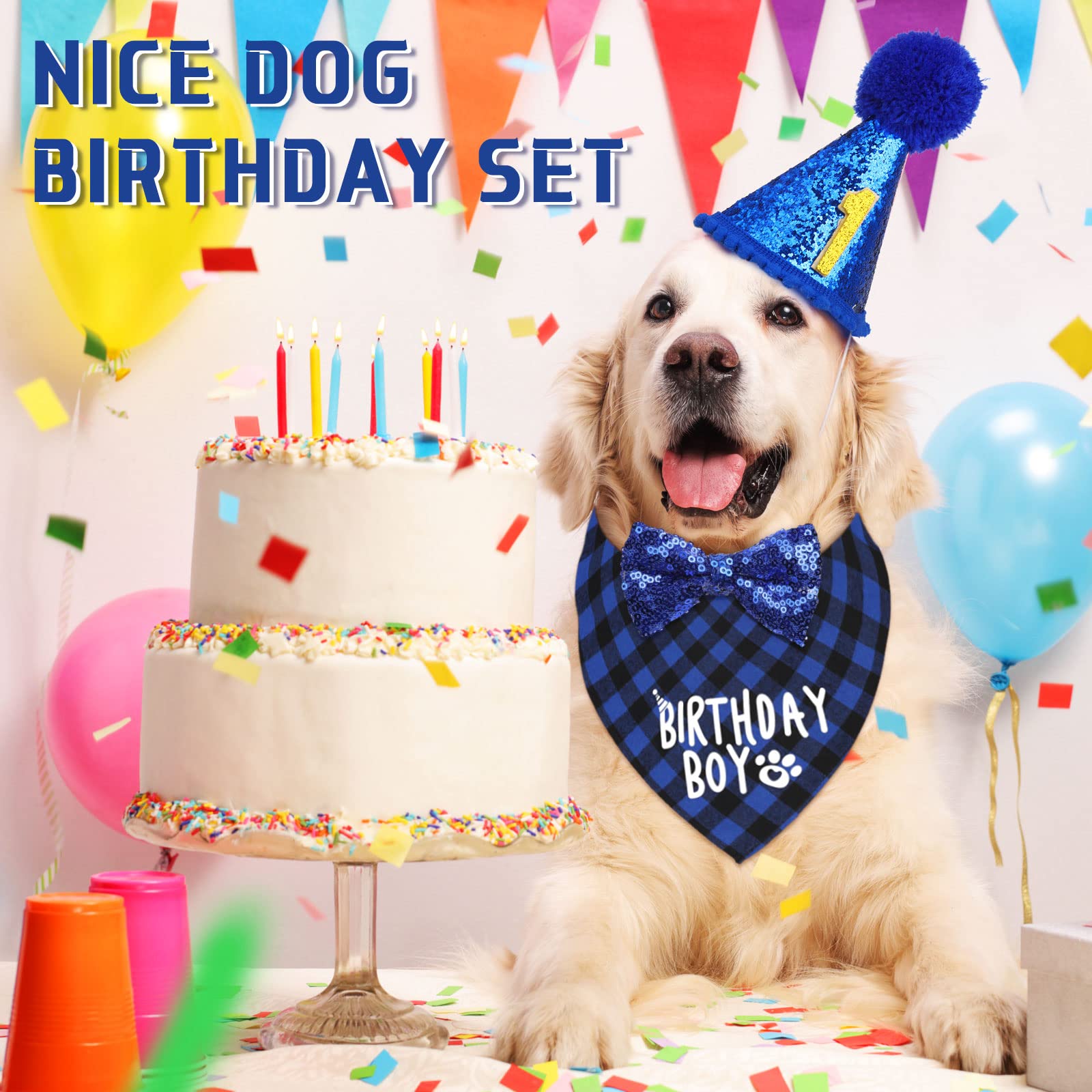 Weewooday sombrero de cumpleaños para perros con números 0-8 y ajuste cómodo.
