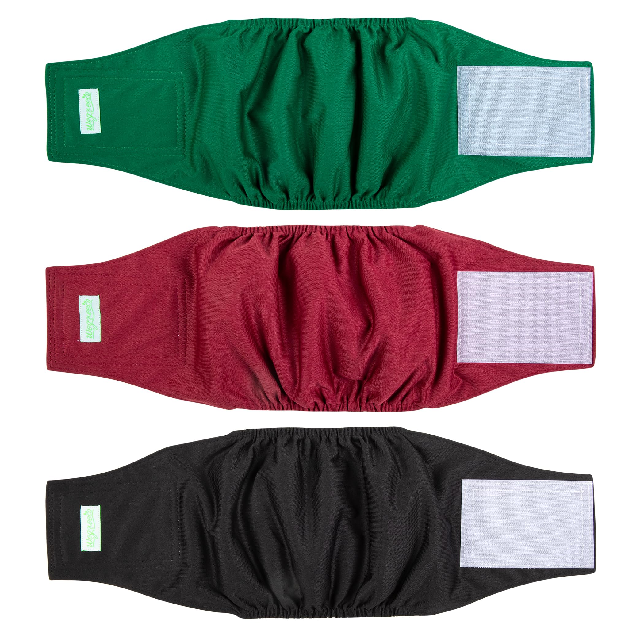 Bandas wegreeco para vientre de perro macho, vista frontal, ajuste cómodo para paseos diarios.