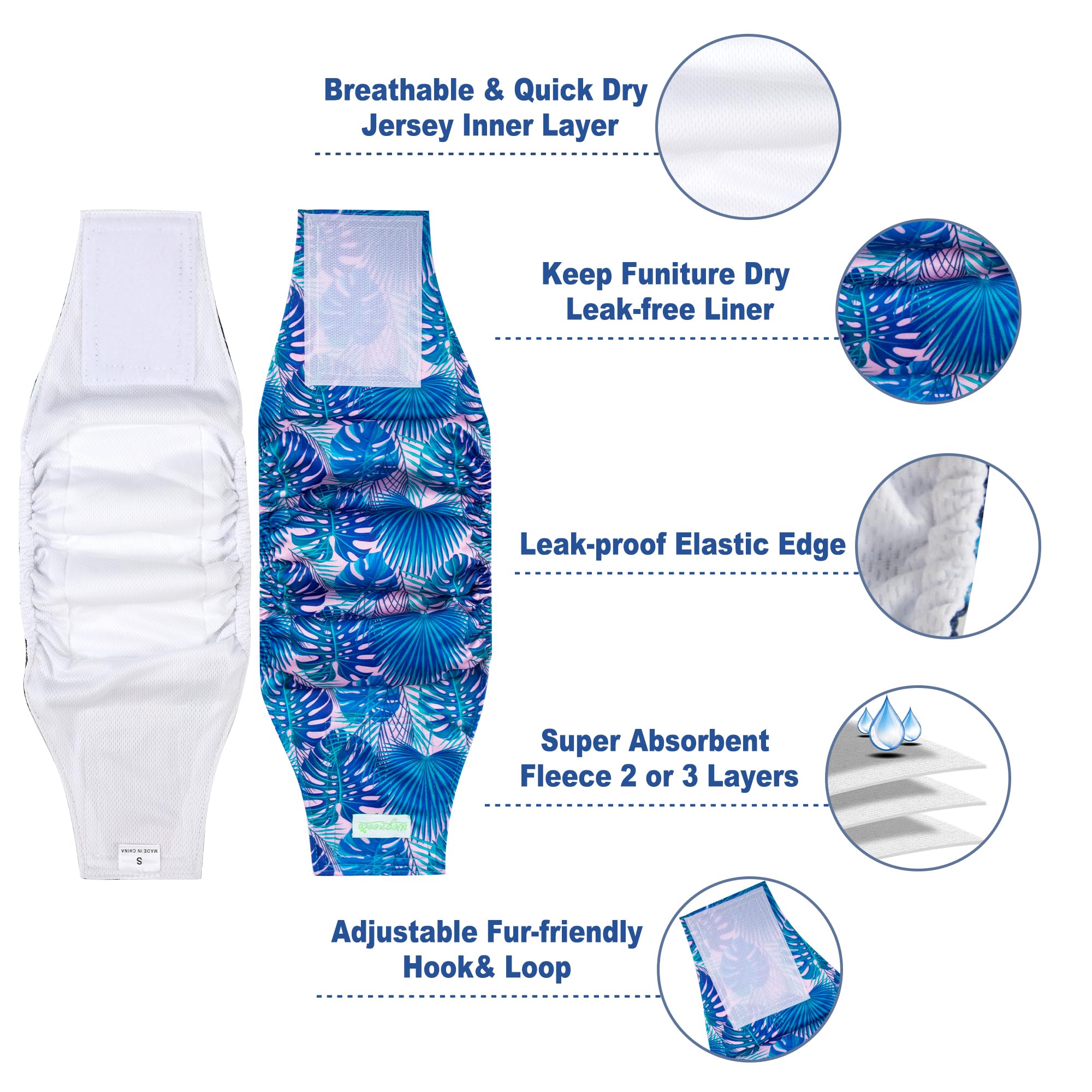 Pañales para perros Wegreeco tamaño mediano, ajuste cómodo y absorción duradera.