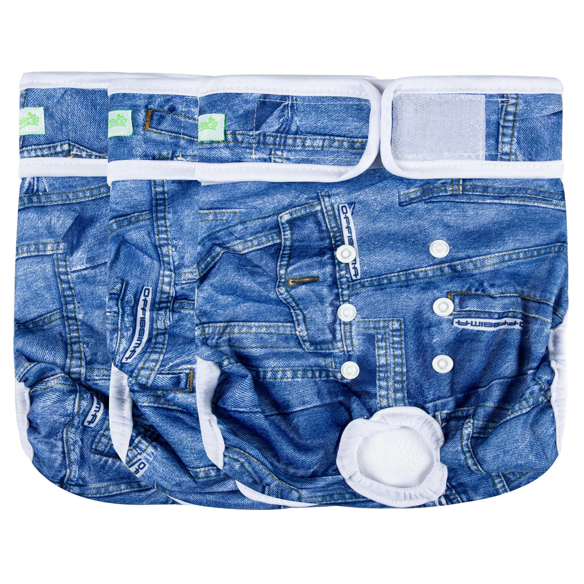 Pañales Wegreeco para perros femeninos lavables, ajuste cómodo y absorbente en color azul jeans XL
