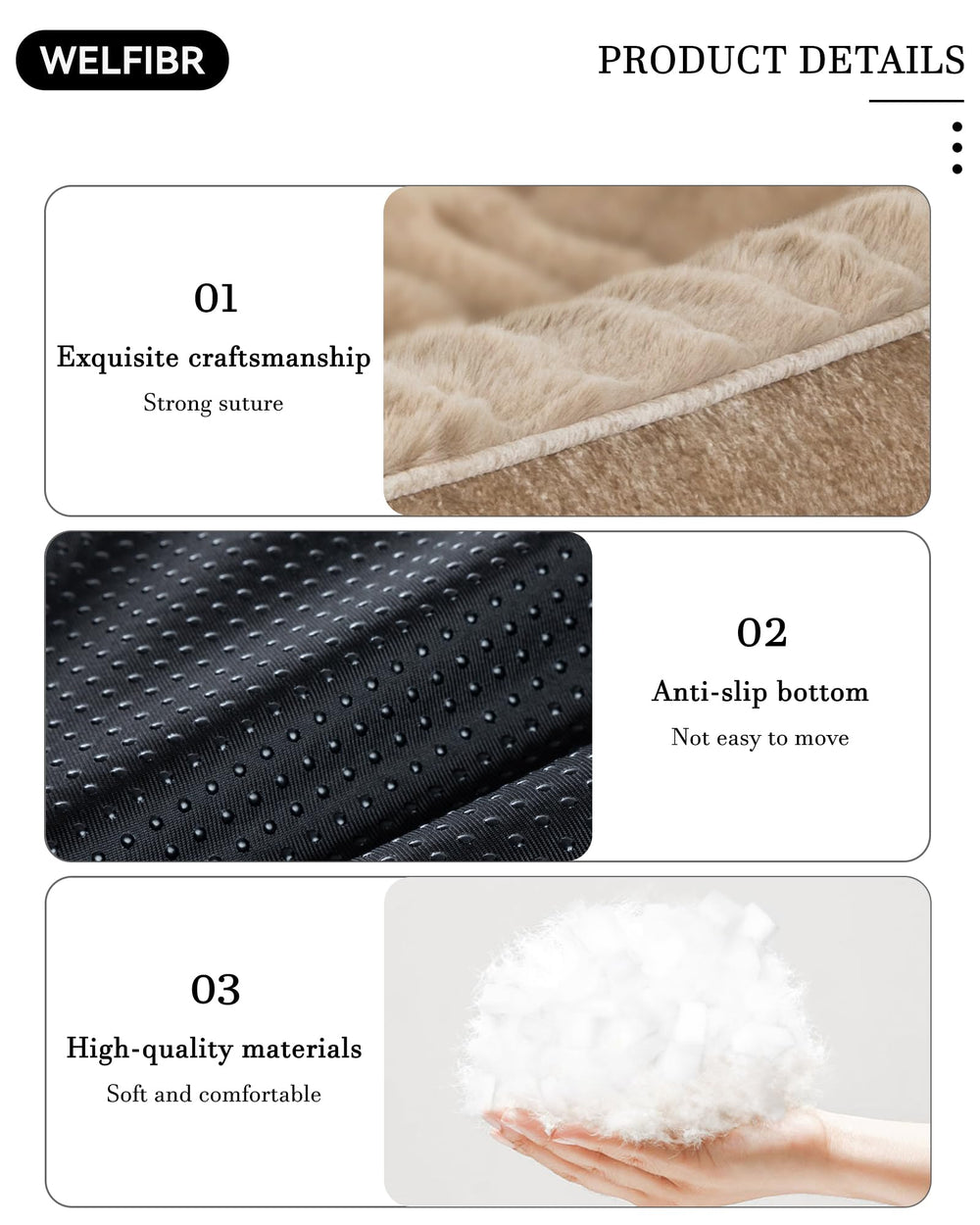 Funda desmontable y lavable de Welfibr para cama de perro, limpieza sencilla.