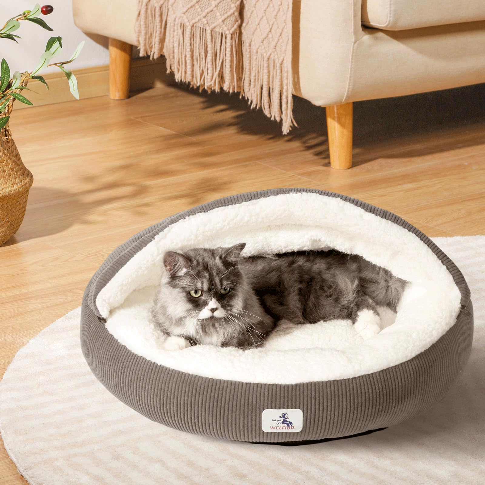 Tacto suave del interior de la cama Welfibr para un refugio acogedor