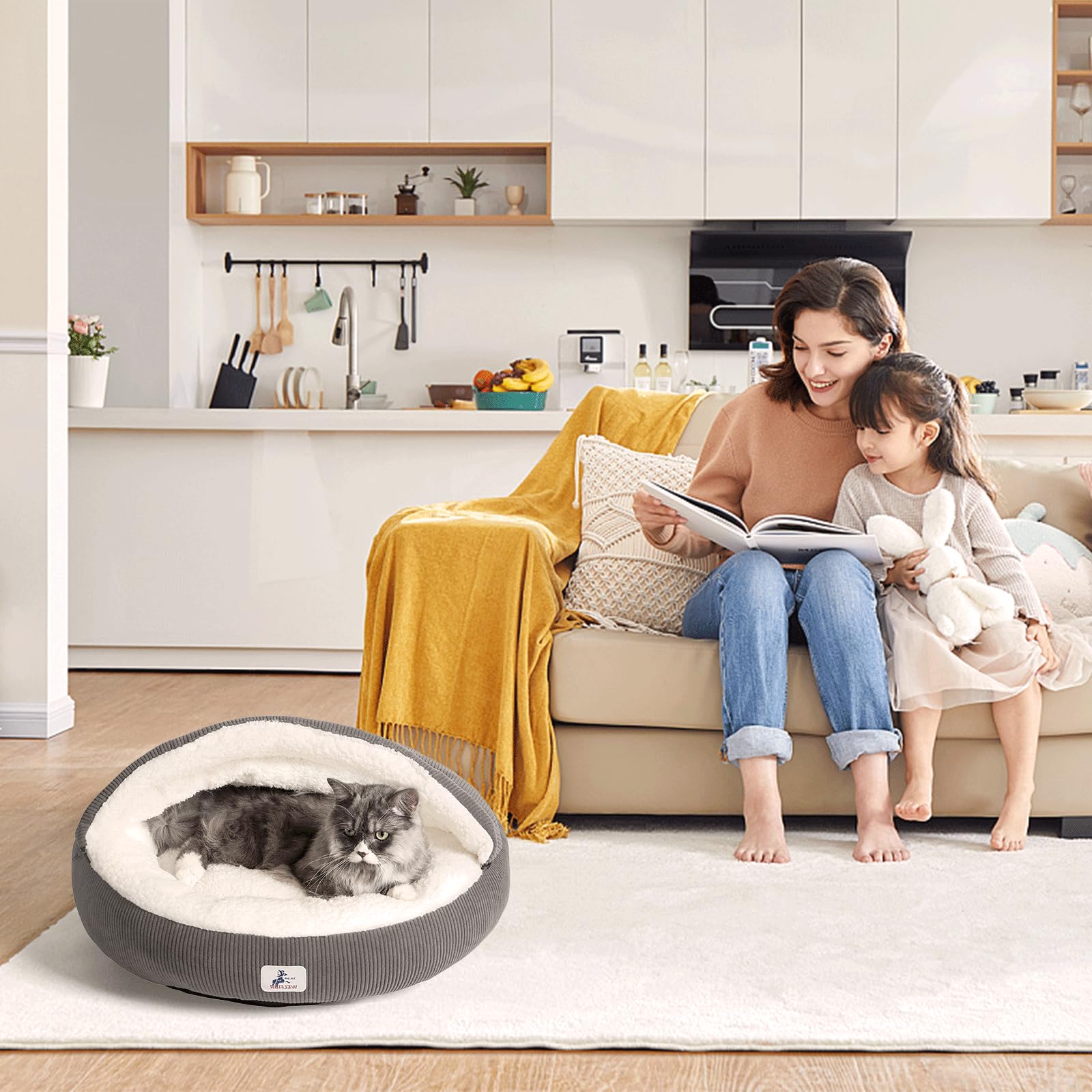 Cama Welfibr de 23 pulgadas en gris, ideal para mascotas pequeñas