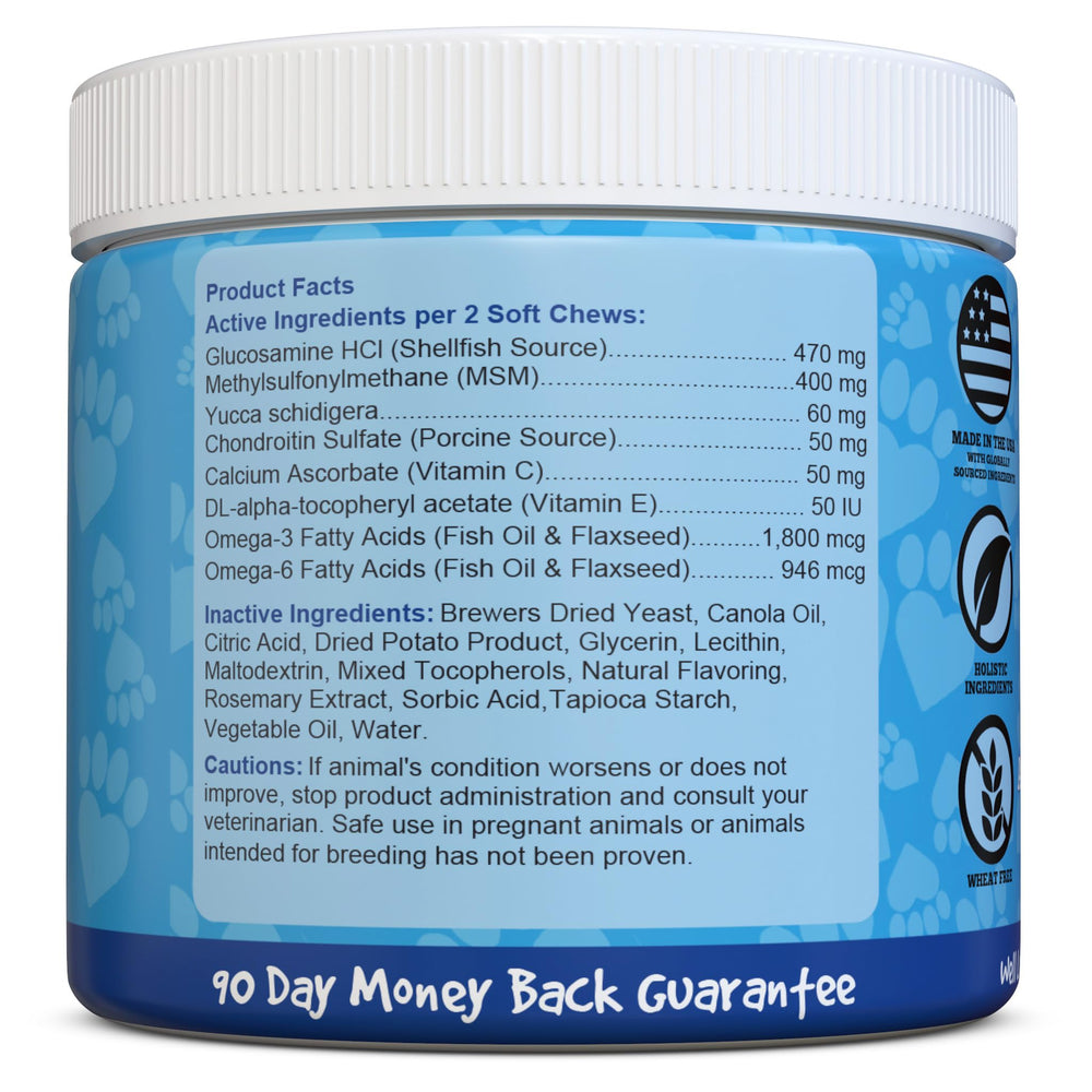 Well Loved Glucosamina para perros: 120 masticables para cuidado articular sostenido.