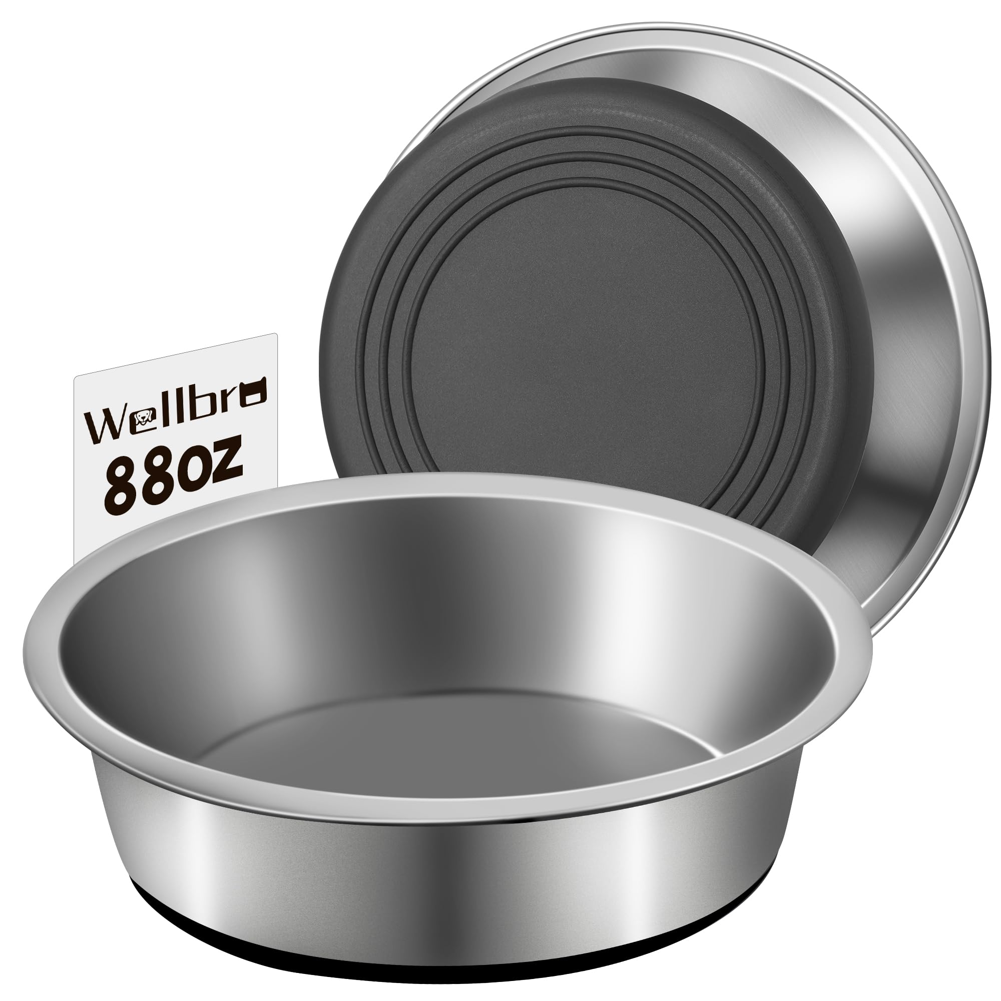 Wellbro dúo de cuencos antiresbalantes para perros, ideales para evitar derrames durante la comida.