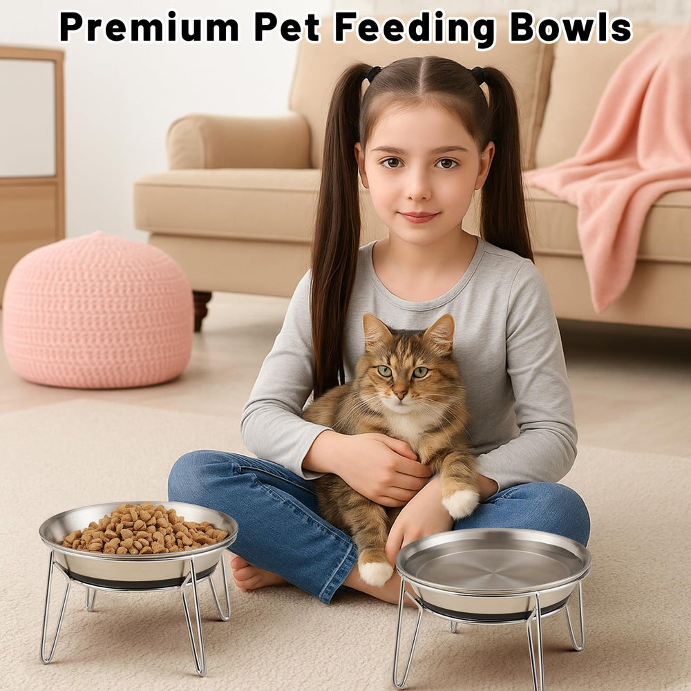 Wellbro juego de 2 tazones para gatos con diseño estable y seguro
