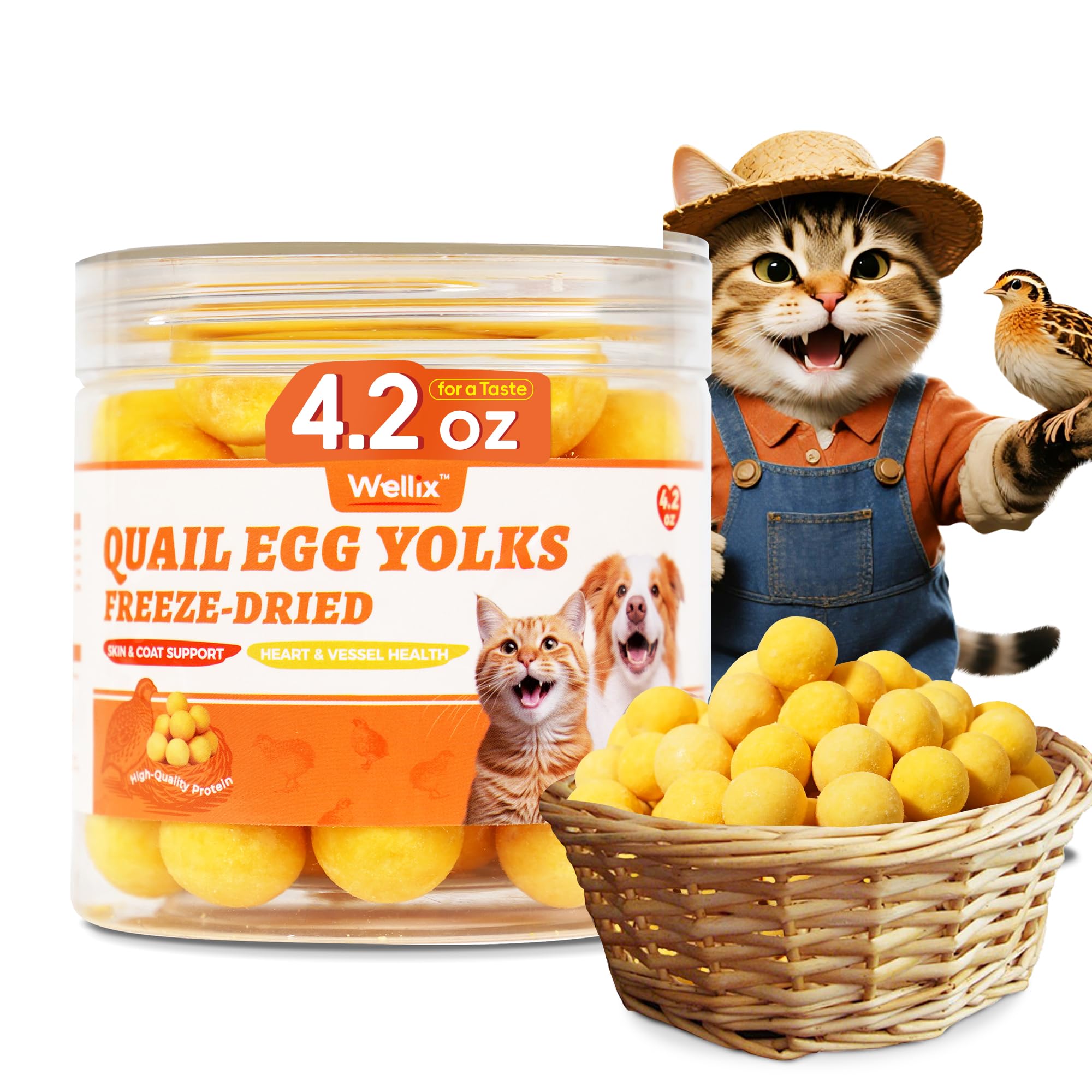 Wellix codorniz yema seca snacks: snack proteico para perros y gatos