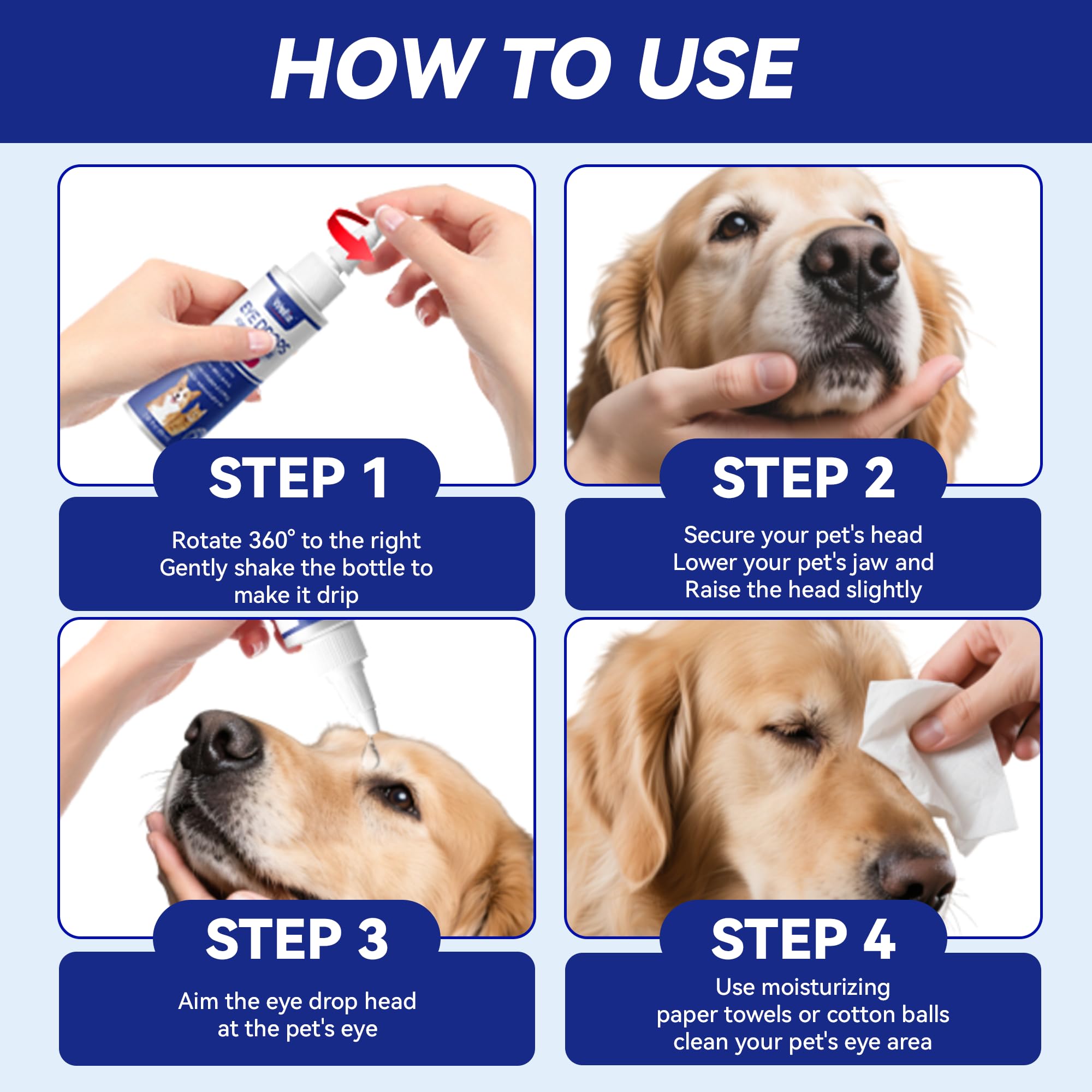 Sin alcohol, fórmula suave para ojos sensibles de mascotas con Wellix.