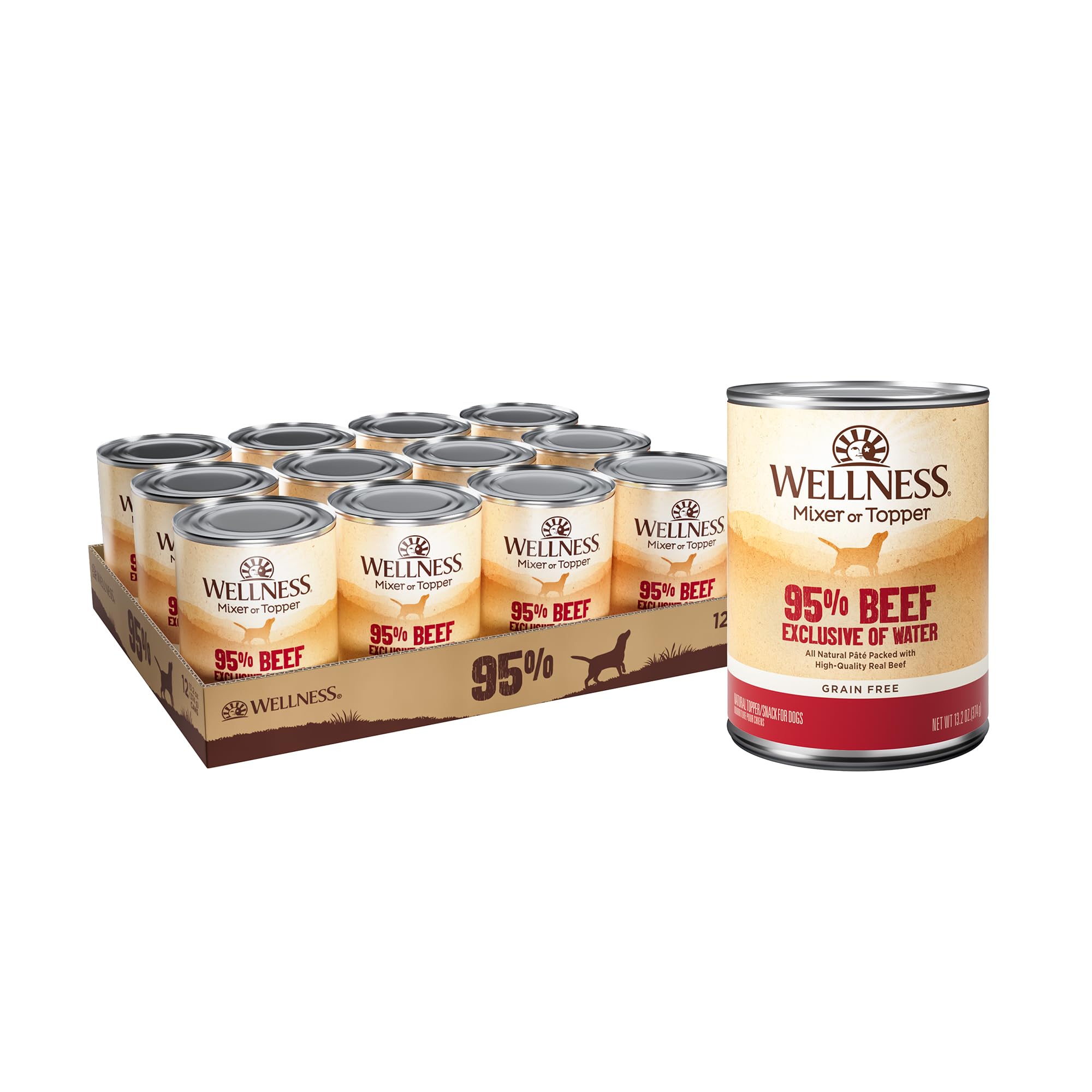 Wellness 95% res pate lata: paté de res para mezclar con la dieta.