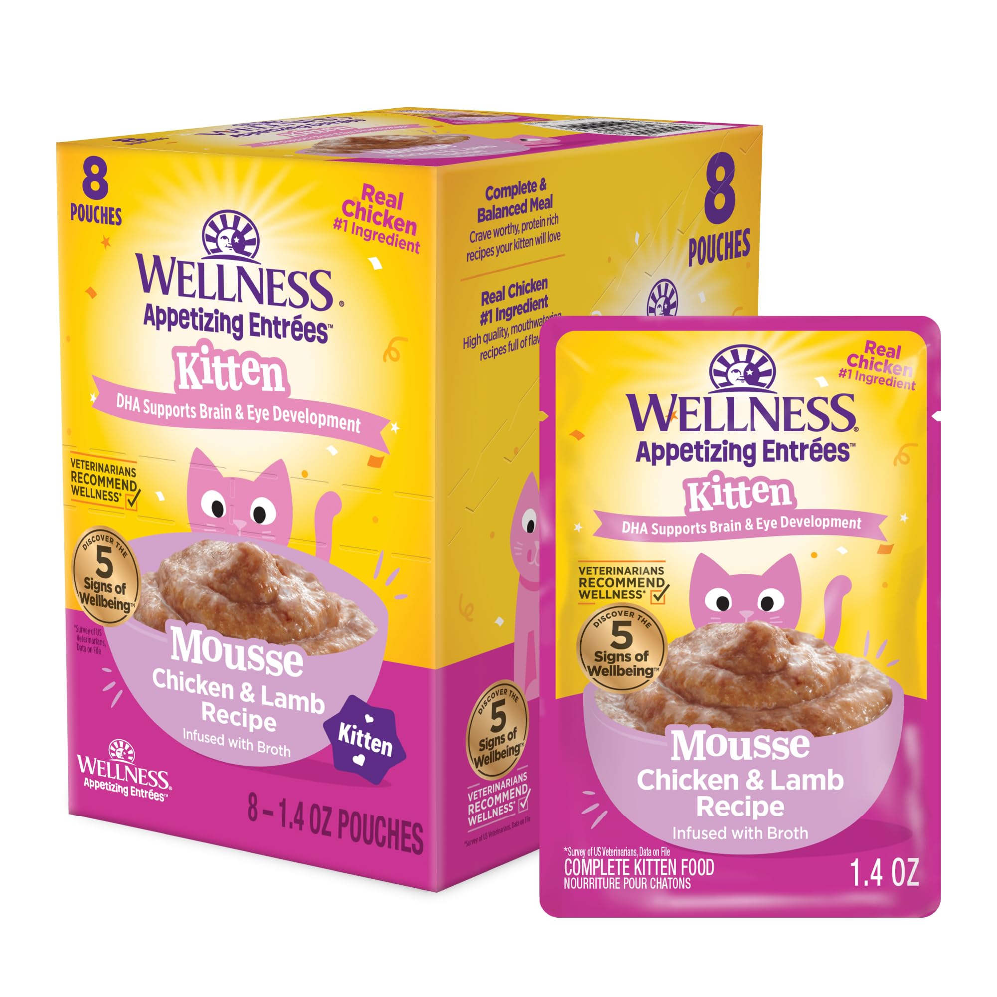 Wellness Appetizing Entrées gatito mousse pollo sobre: fuente proteica para gatitos