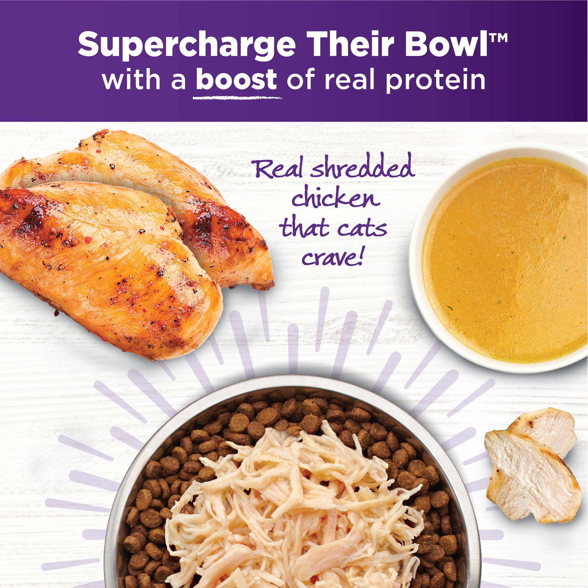 Wellness Bowl Boosters en caldo sabroso para hidratación diaria del gato.