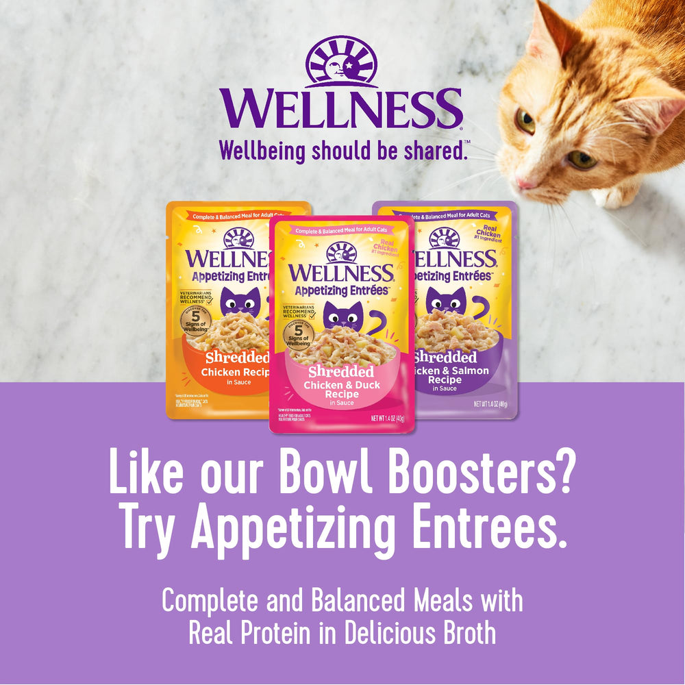 Wellness Bowl Boosters envase práctico de una porción para cada comida.