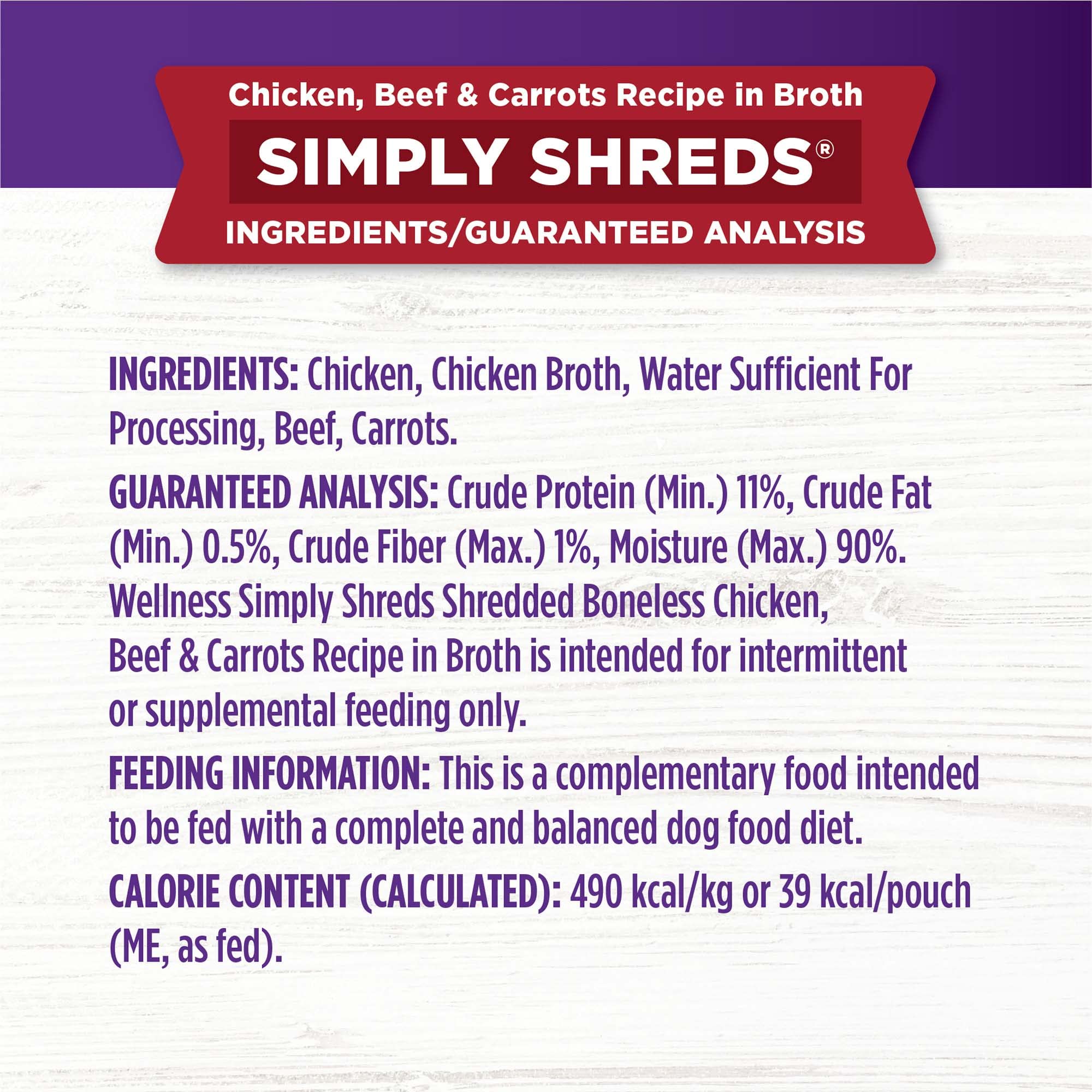 Wellness Bowl Boosters Simply Shreds, complemento sabroso para razas pequeñas, medianas y grandes.