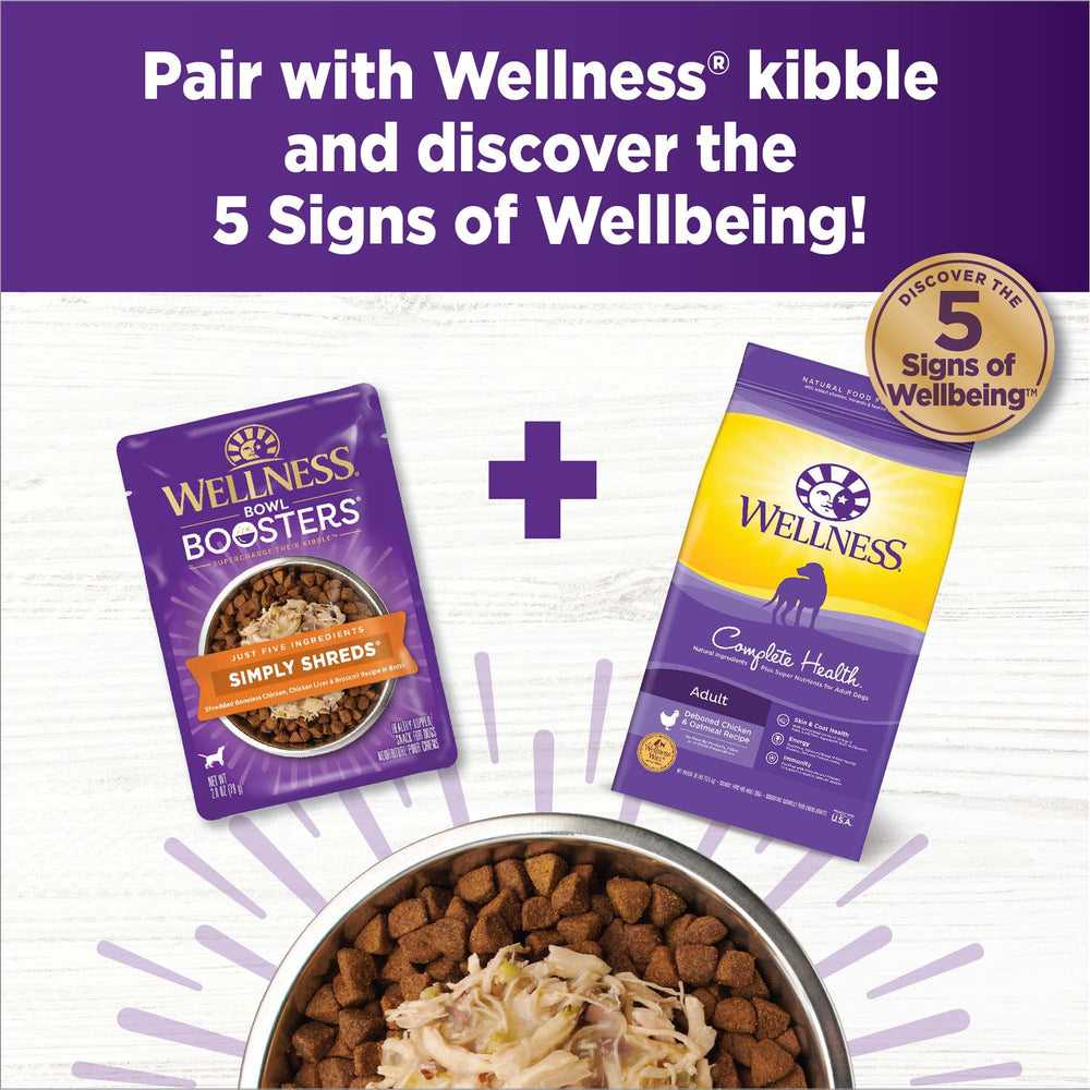 Wellness Bowl Boosters Simply Shreds apto para perros de todos los tamaños