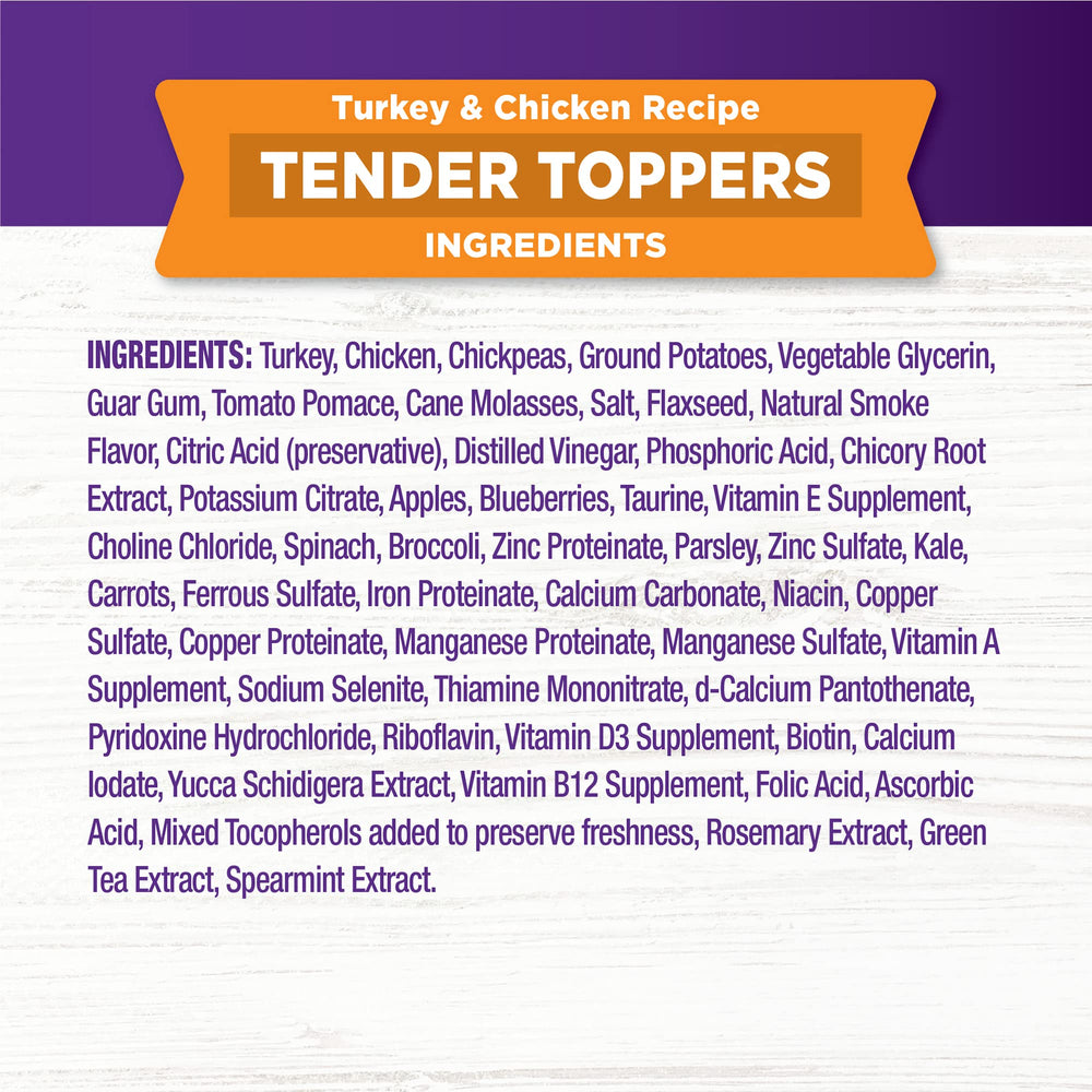 Wellness Bowl Boosters Tender Toppers libre de granos y sin colores artificiales.
